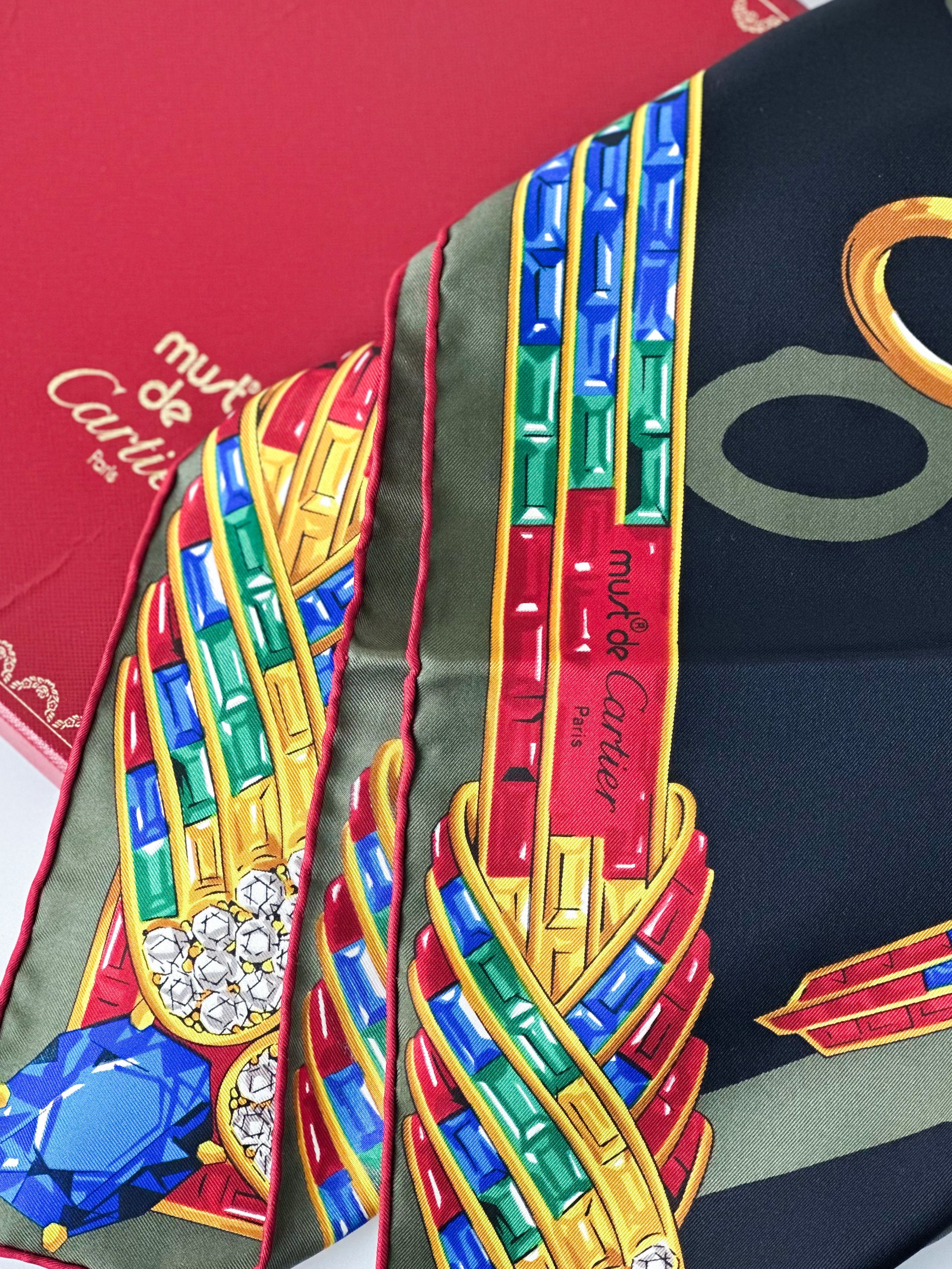 Cartier - jedwabna apaszka Must de Cartier wzór jubilerski