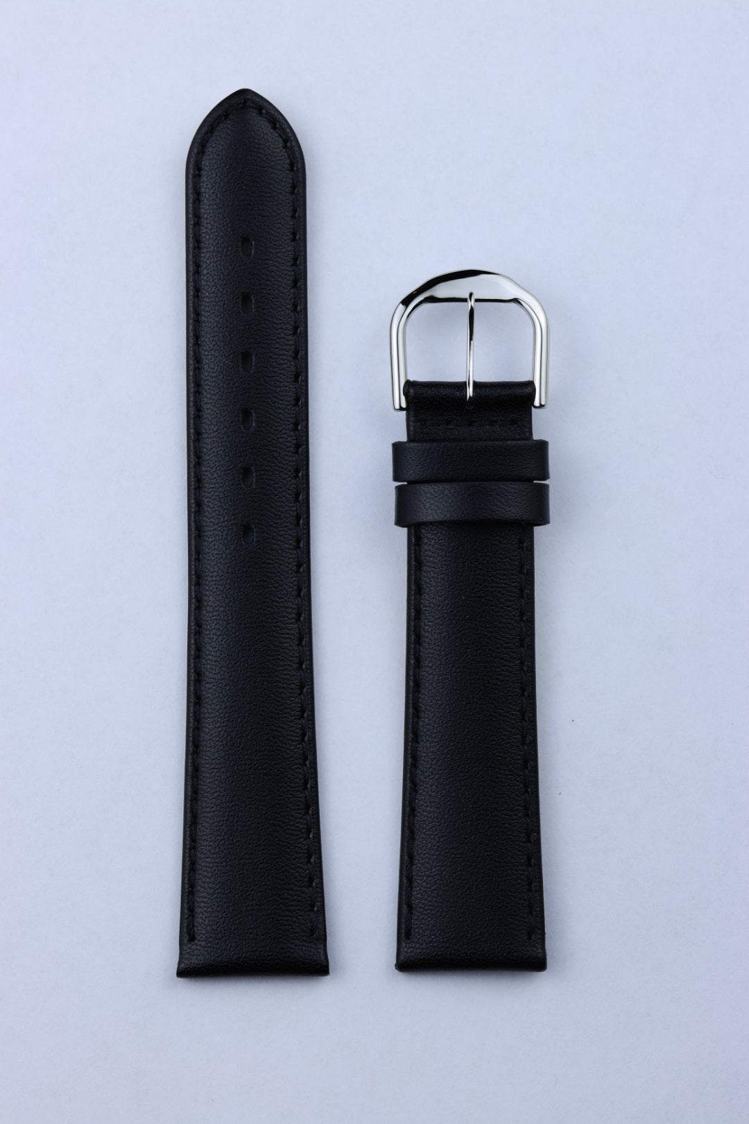 Pasek skórzany K.REDA 19mm czarny gładki z przeszyciem (PA007)