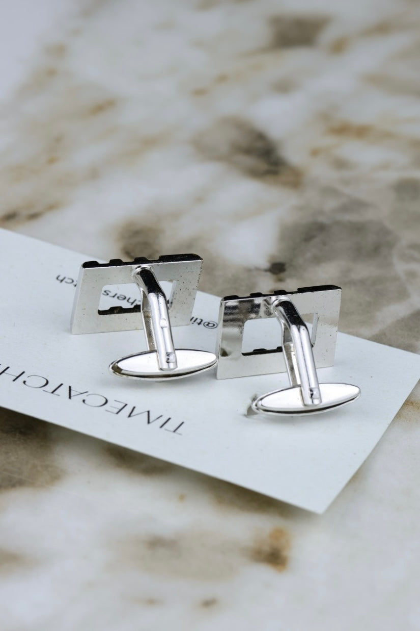 Lanvin – stalowo prostokątne spinki z pozłacanym akcentem (SP003)