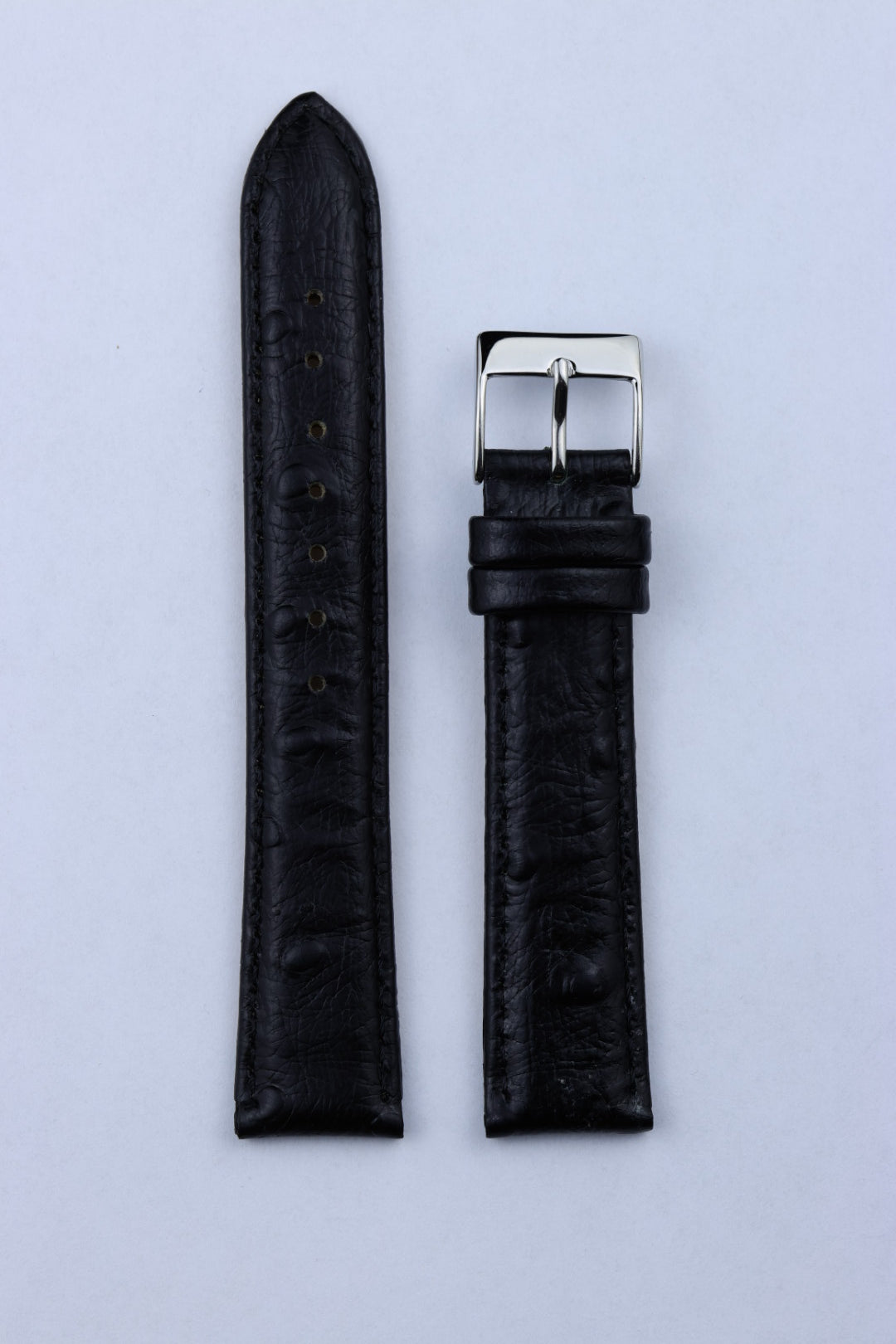 Pasek skórzany K.REDA czarny struś wypukły z przeszyciem (P051)