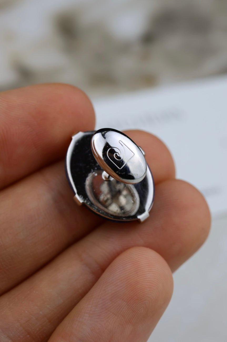 Pierre Cardin – stalowe spinki z niebieskim kamieniem a`la lapis lazuli (SP001)