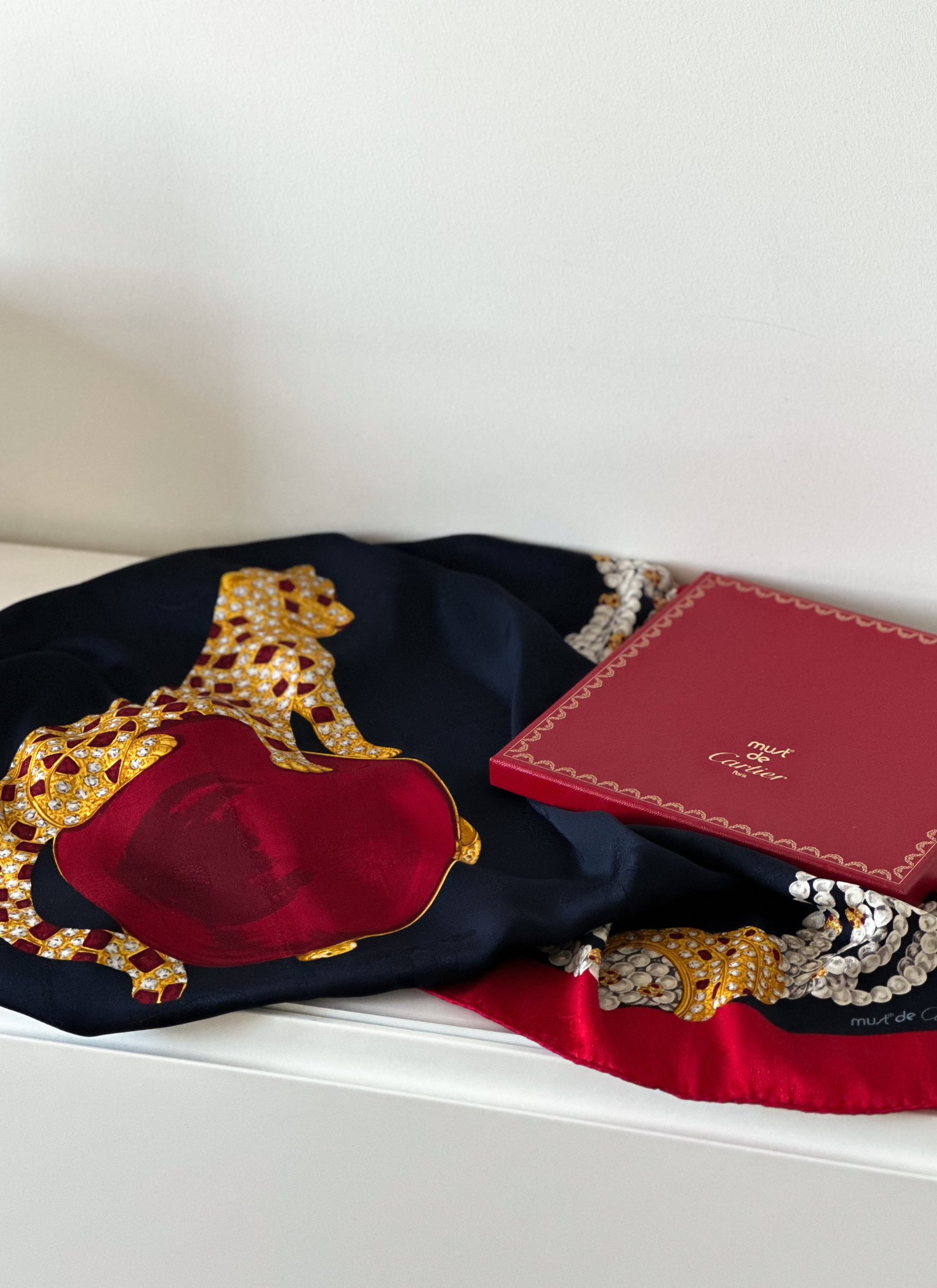 Cartier - jedwabna apaszka vintage Must de Cartier „La Panthère Royale”