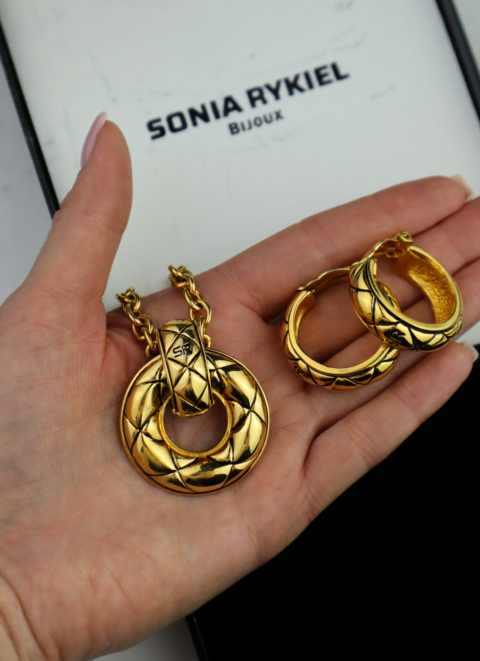 Sonia Rykiel - zestaw biżuterii klipsy i naszyjnik