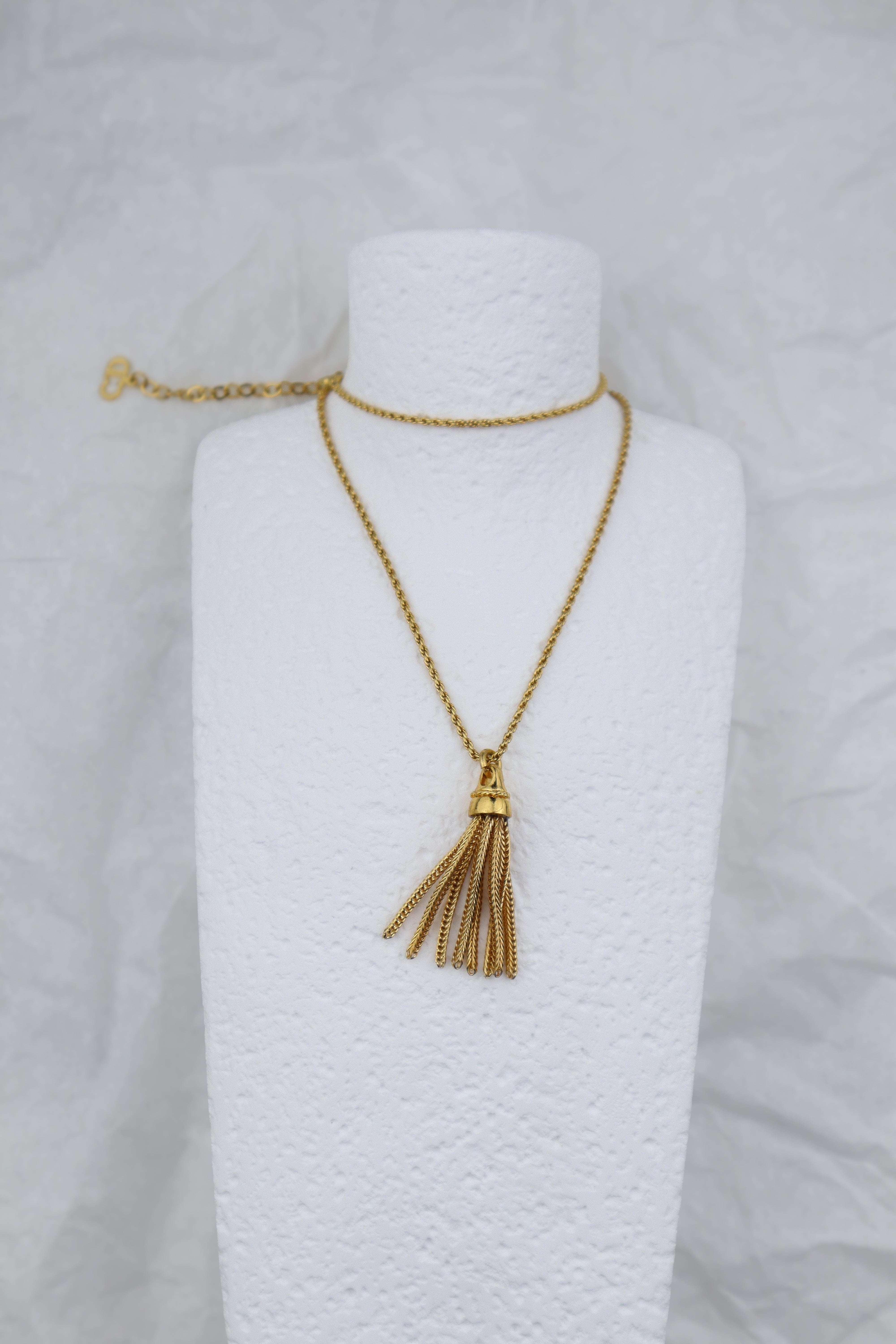 Christian Dior - pozłacany naszyjnik sznur / chwost