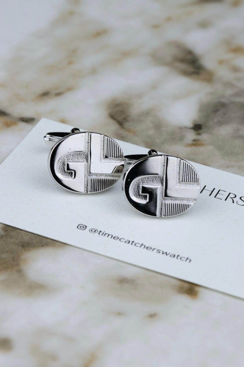 Guy Laroche – stalowe spinki do mankietów z monogramem „GL” (SP004)