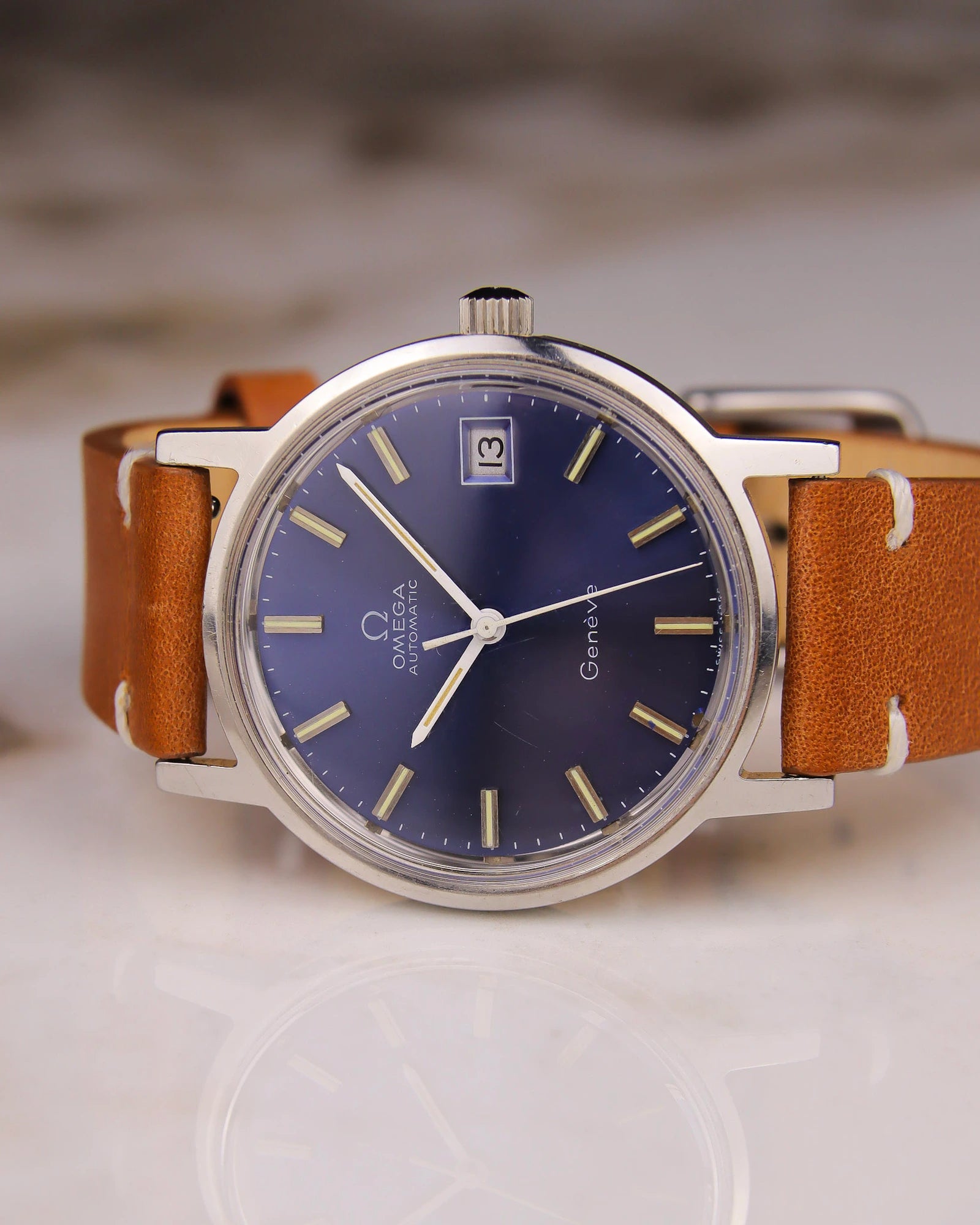 1970s Omega Geneve Blue Dial 166.0163 cal. 1012