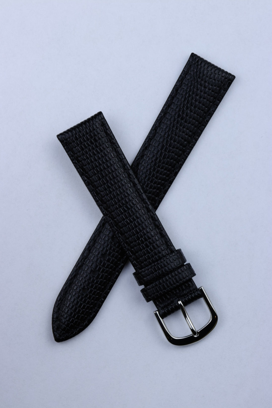 Pasek skórzany K.REDA czarna jaszczurka z czarnym przeszyciem (P049)