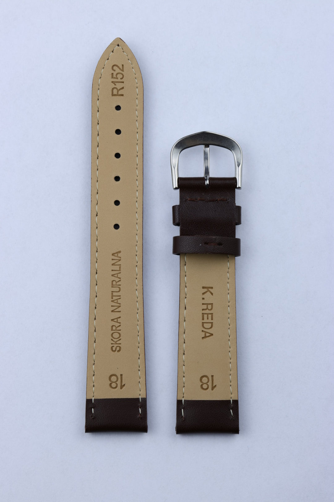 Pasek skórzany K.REDA brązowy klasyczny wypukły z przeszyciem (P059)