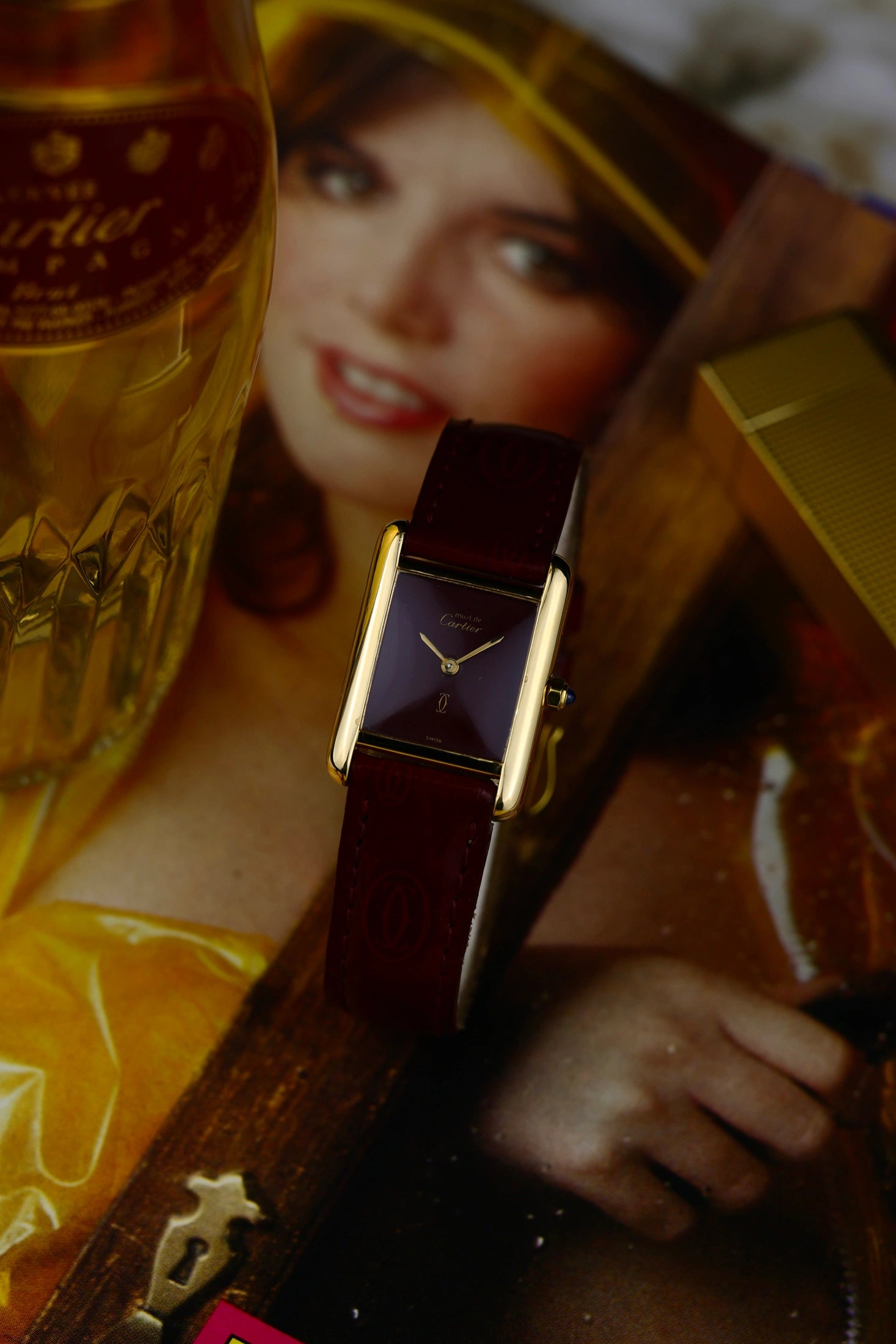 1990s Cartier Tank Must Burgundy Dial 3 66001