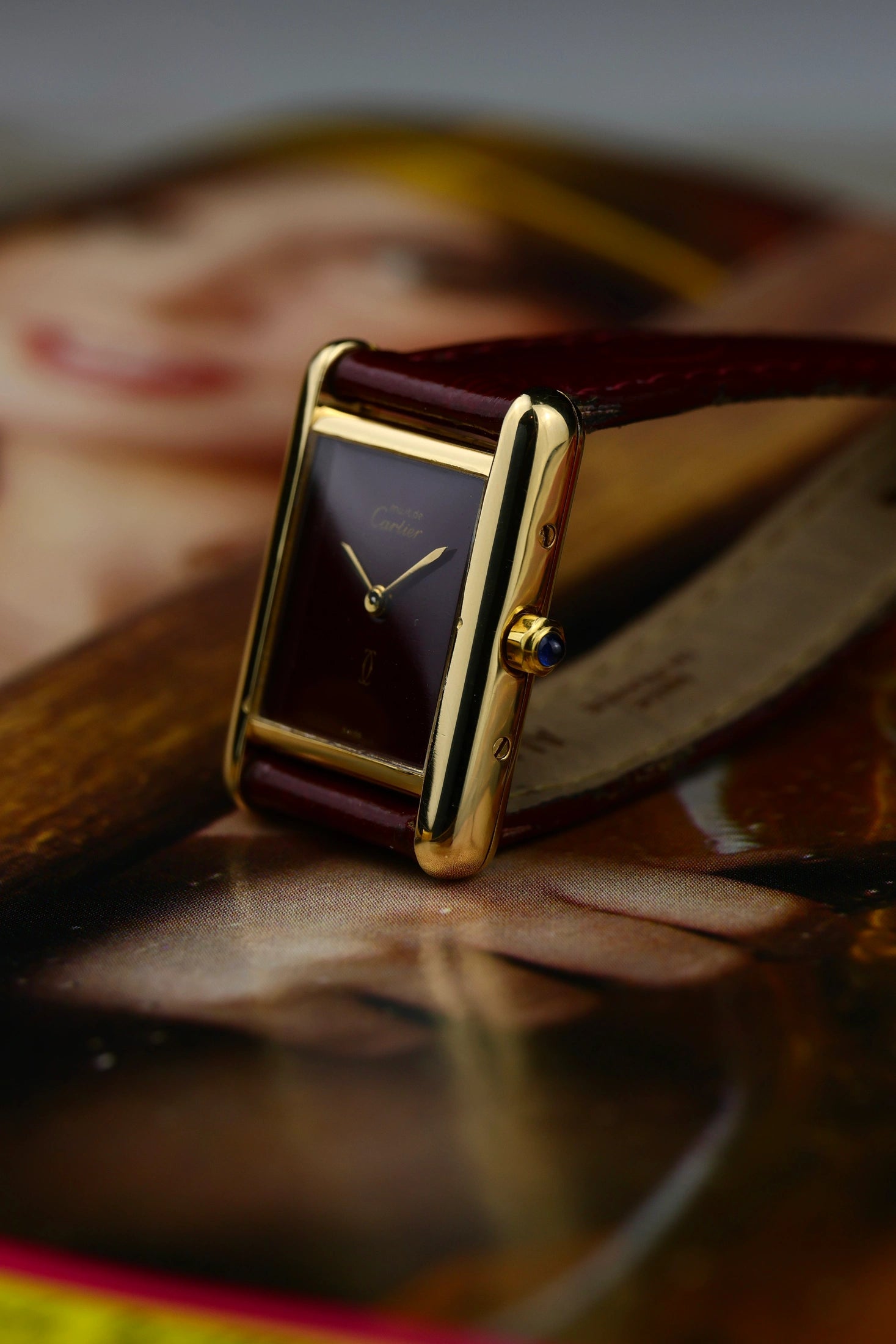 1990s Cartier Tank Must Burgundy Dial 3 66001