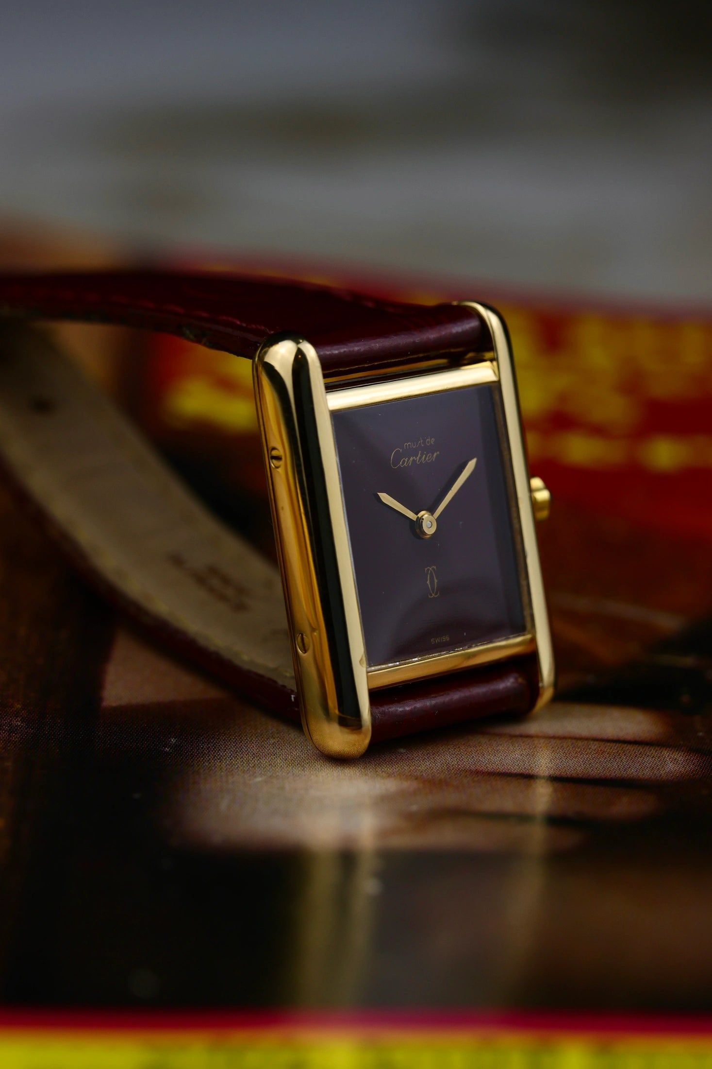 1990s Cartier Tank Must Burgundy Dial 3 66001