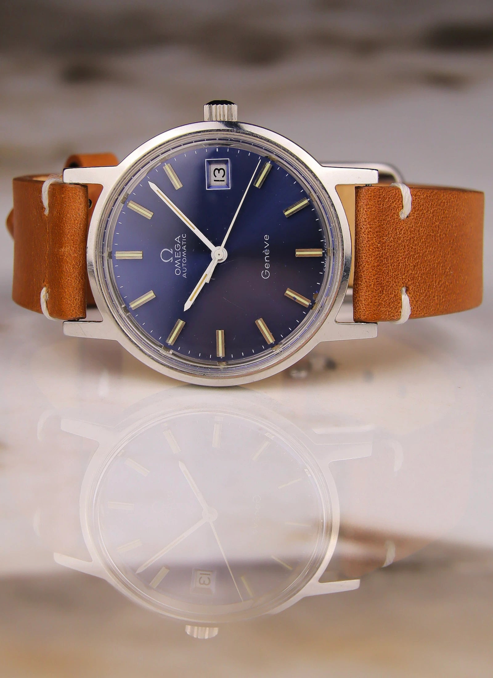 1970s Omega Geneve Blue Dial 166.0163 cal. 1012