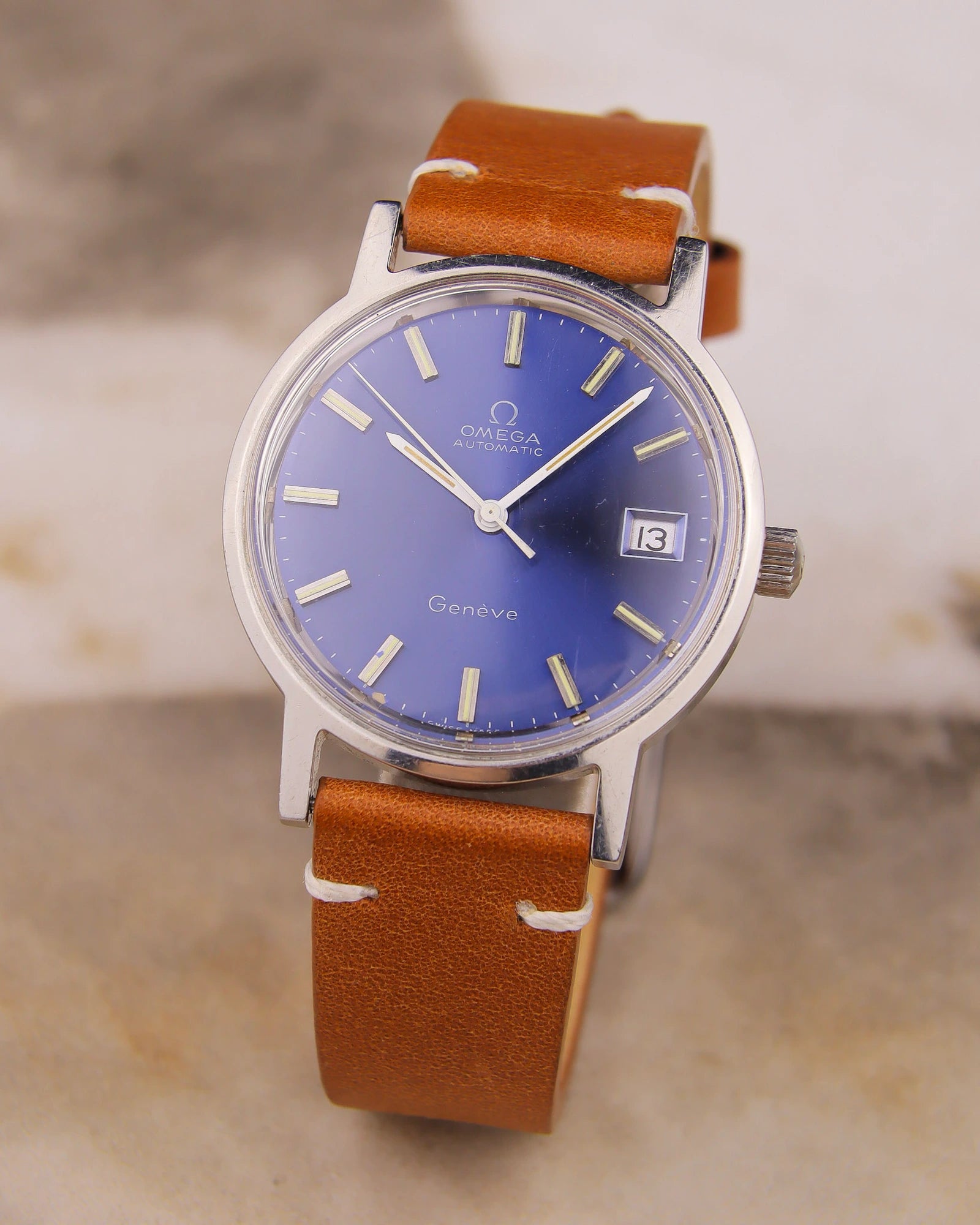 1970s Omega Geneve Blue Dial 166.0163 cal. 1012