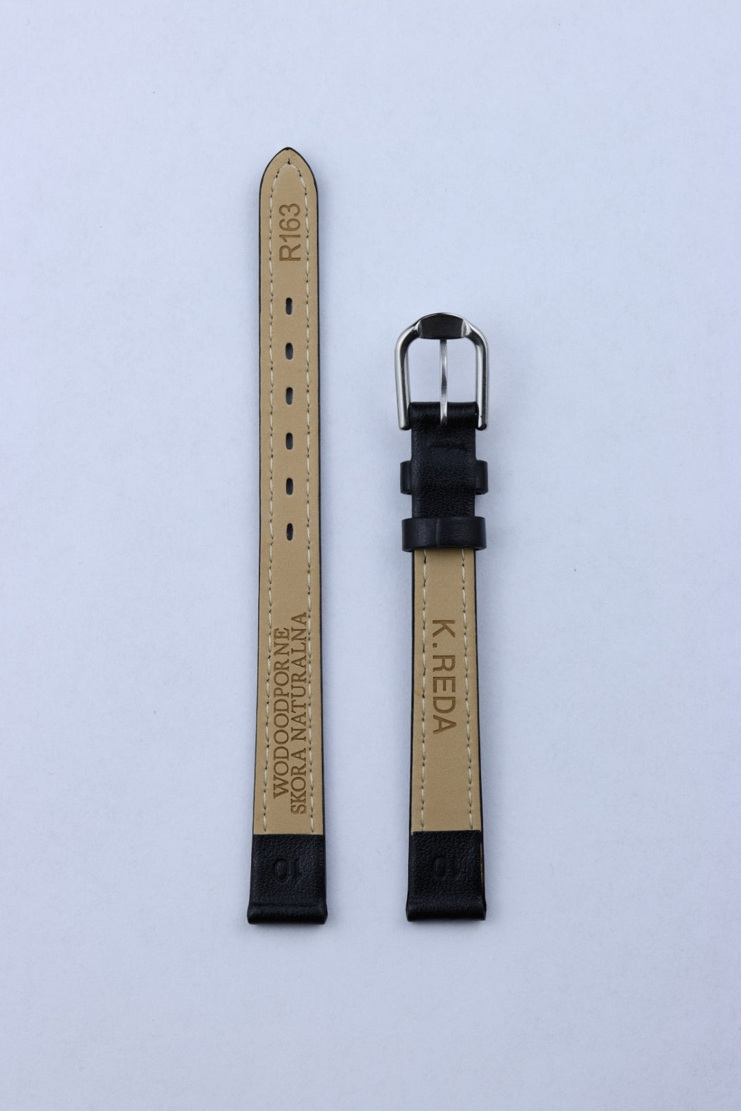 Pasek skórzany damski K.REDA czarny klasyczny gładki z przeszyciem (P066)