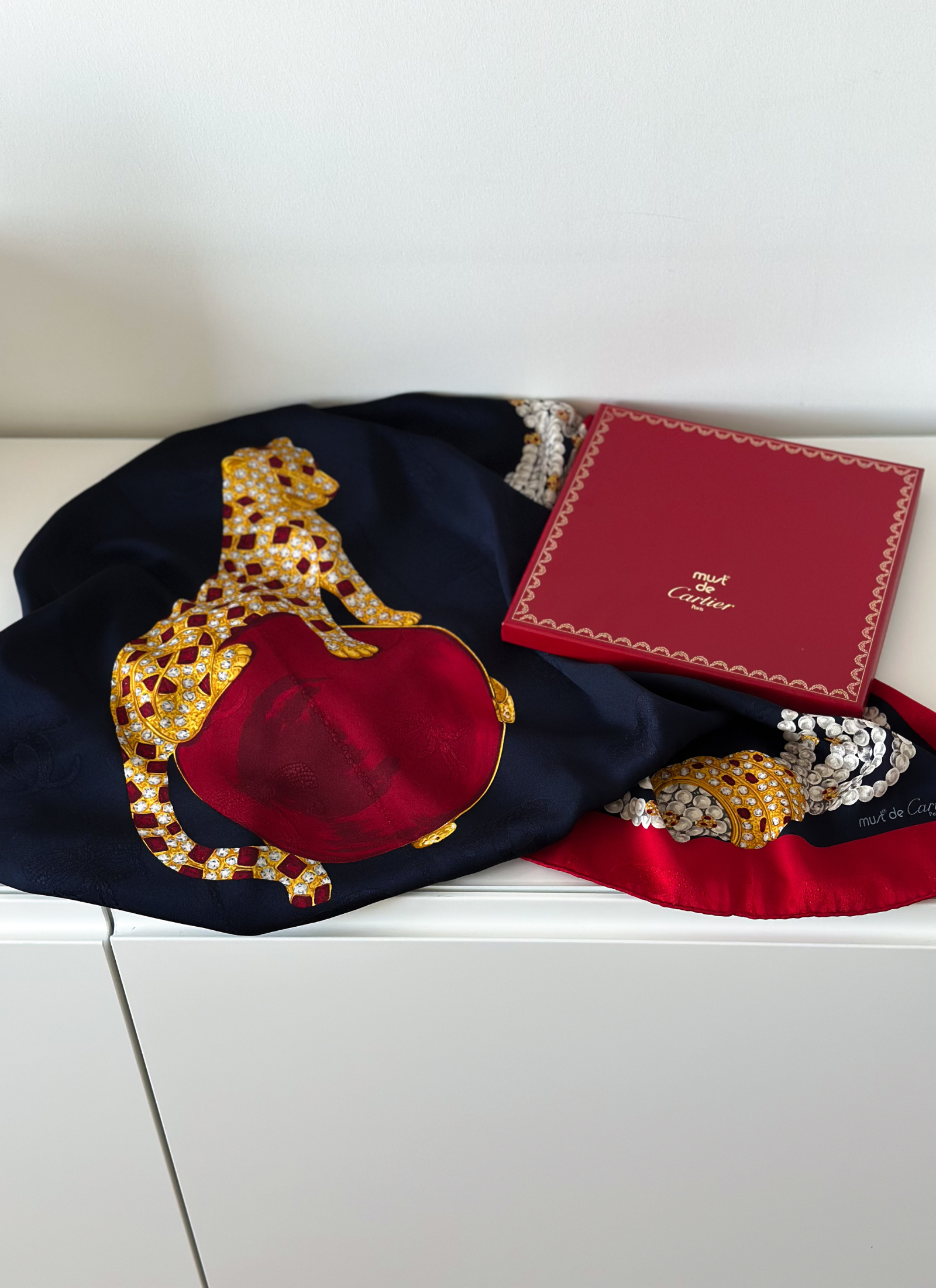 Cartier - jedwabna apaszka vintage Must de Cartier „La Panthère Royale”