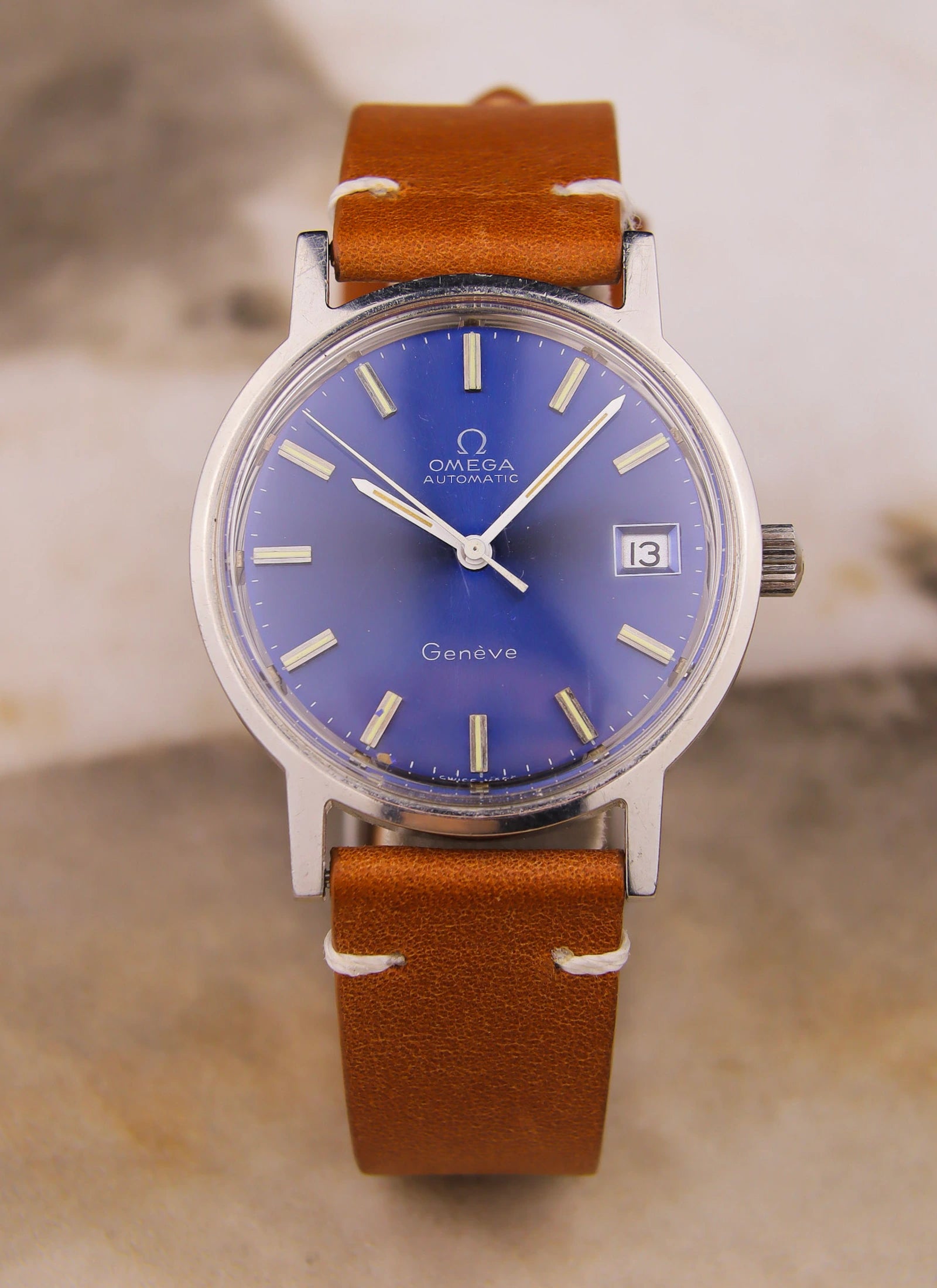 1970s Omega Geneve Blue Dial 166.0163 cal. 1012
