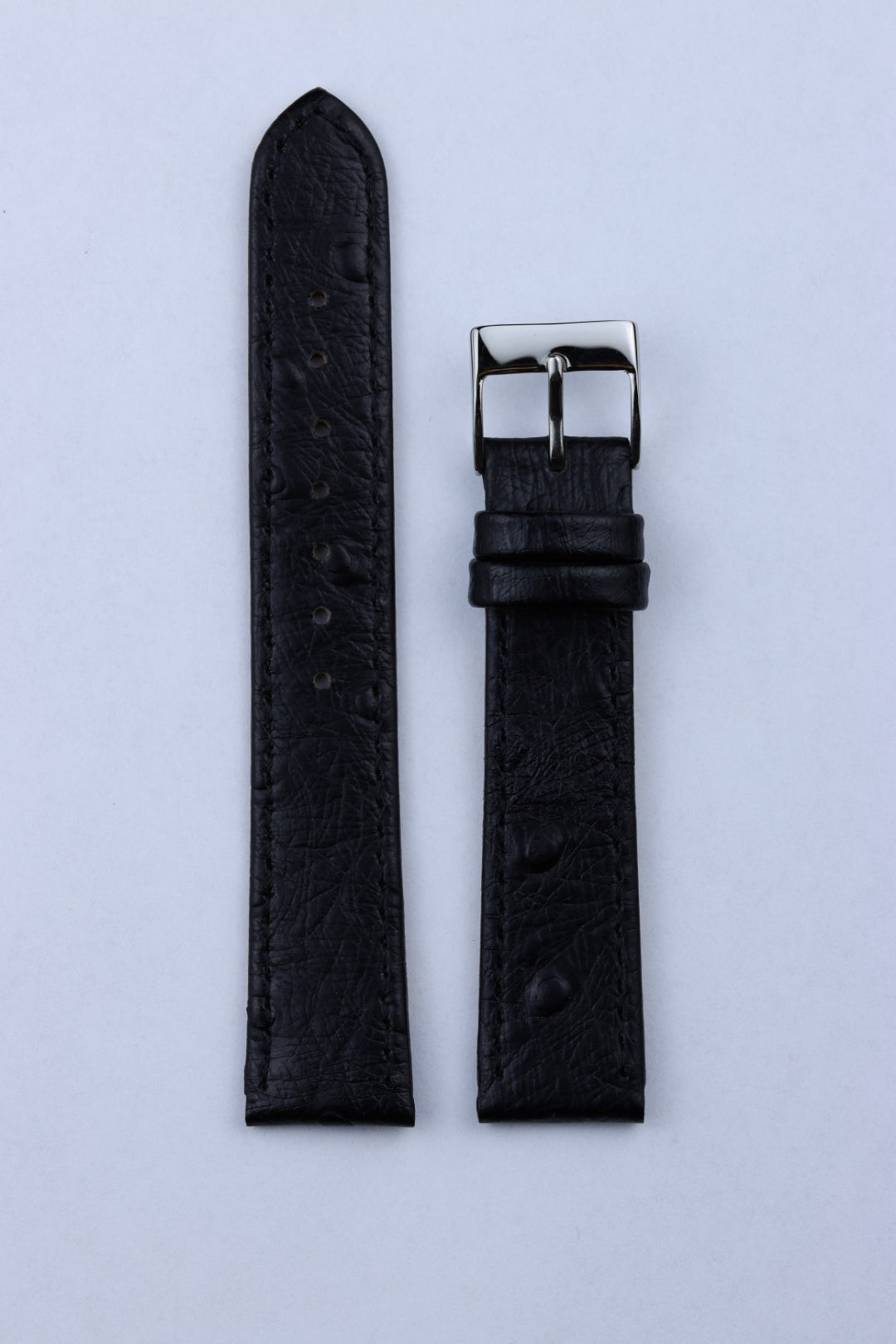 Pasek skórzany K.REDA czarny struś płaski z przeszyciem (P050)