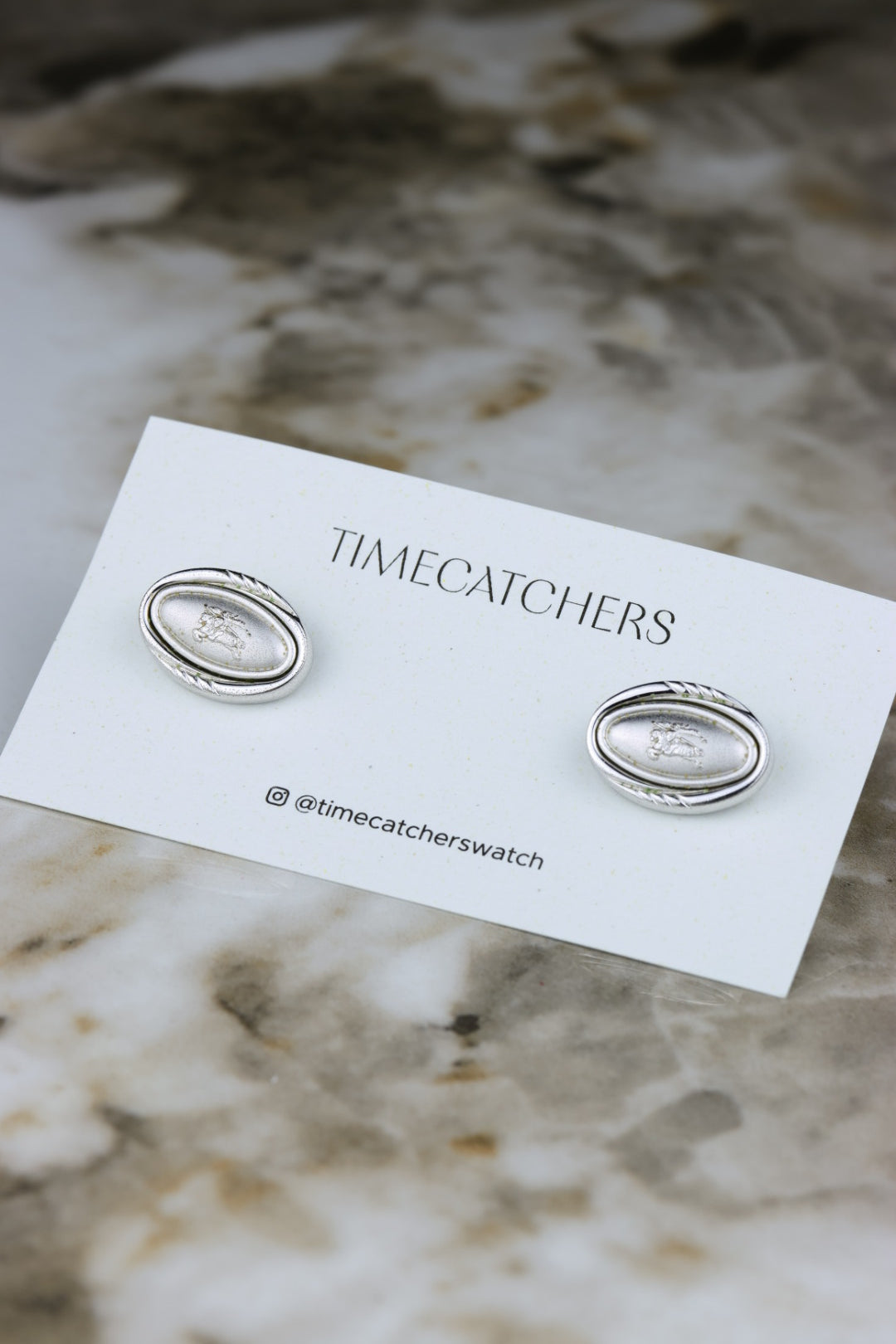 Burberry – stalowe spinki do mankietów z logo (SP002)