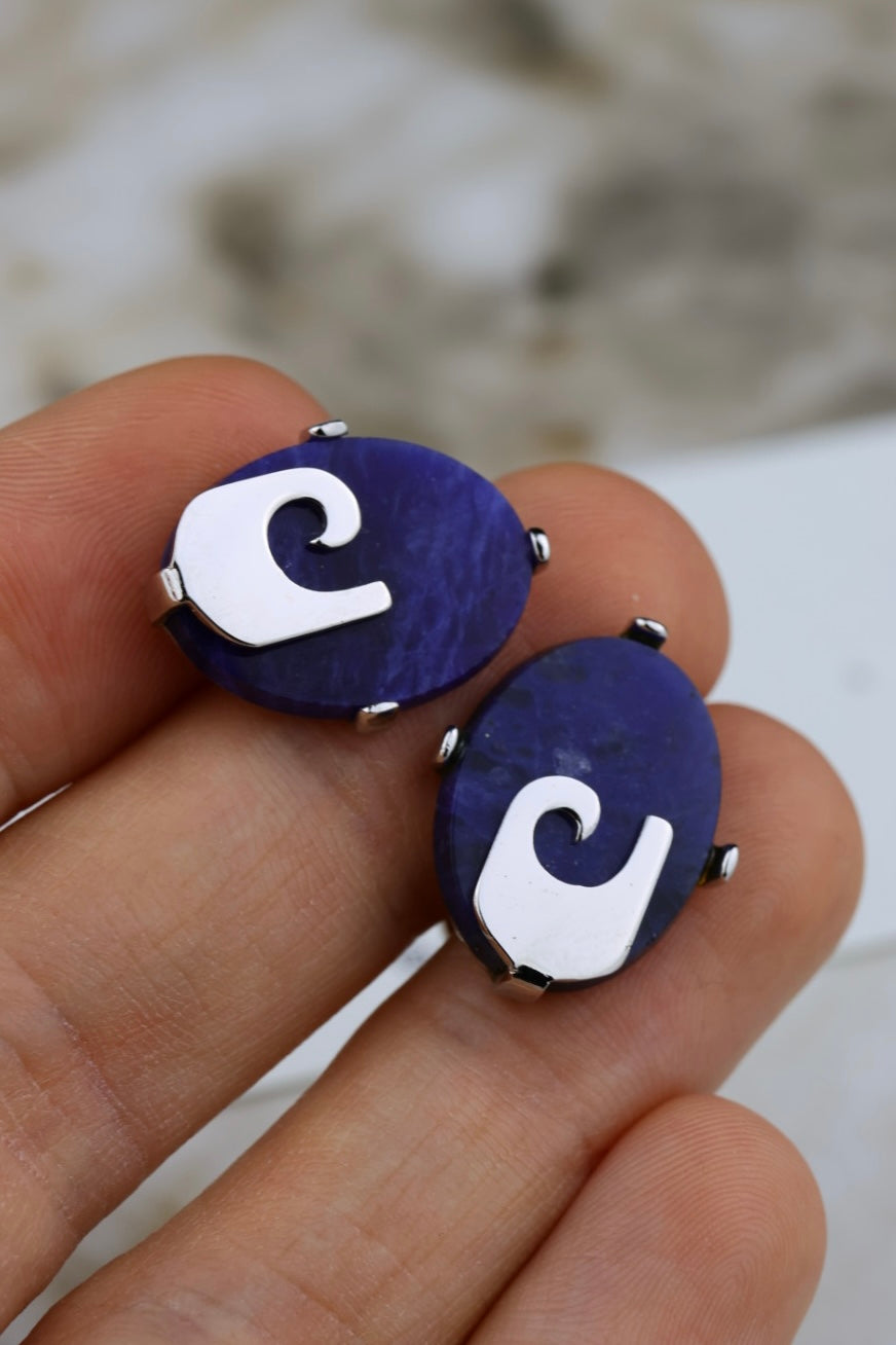 Pierre Cardin – stalowe spinki z niebieskim kamieniem a`la lapis lazuli (SP001)