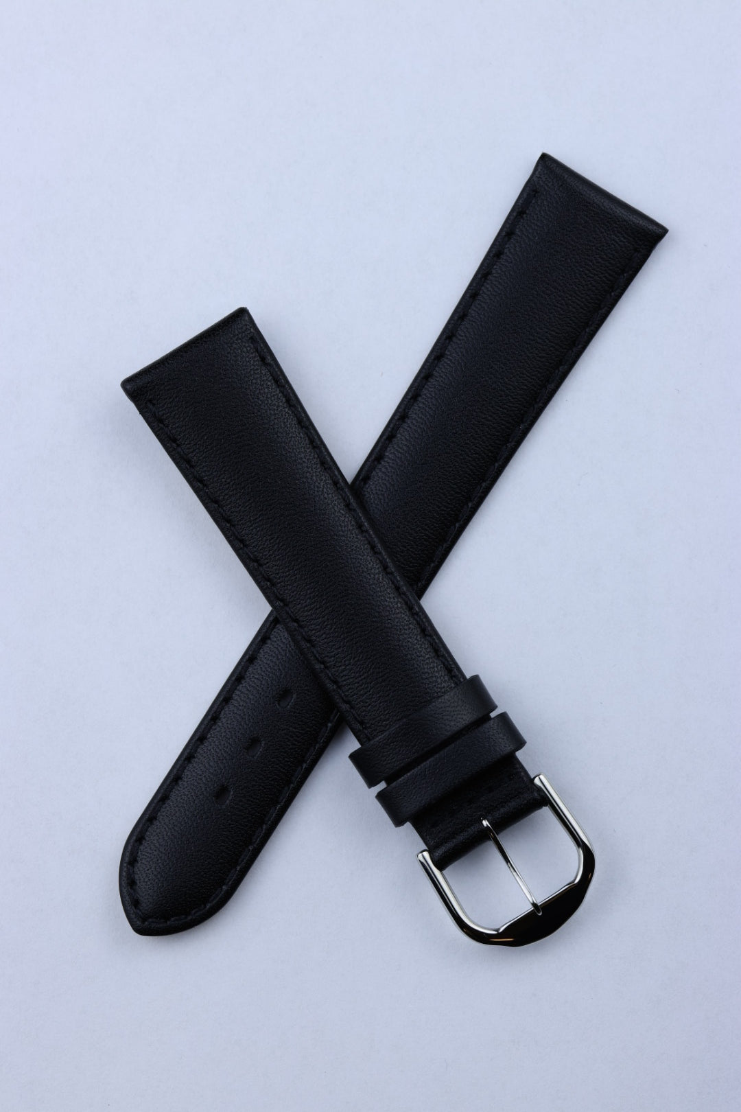 Pasek skórzany K.REDA 19mm czarny gładki z przeszyciem (PA007)