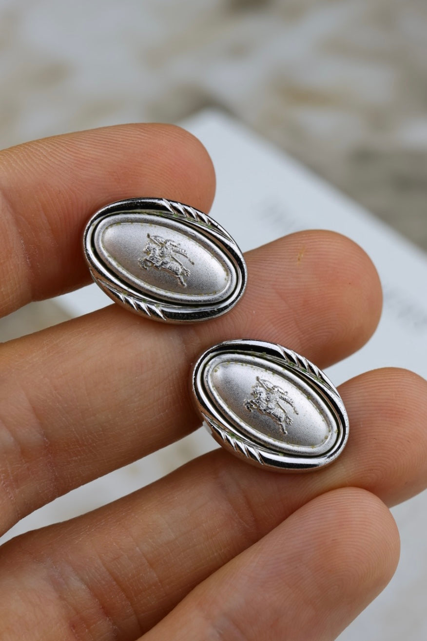 Burberry – stalowe spinki do mankietów z logo (SP002)