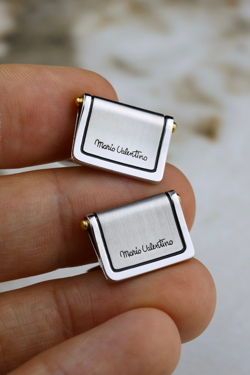 Mario Valentino – stalowe prostokątne spinki (SP021)