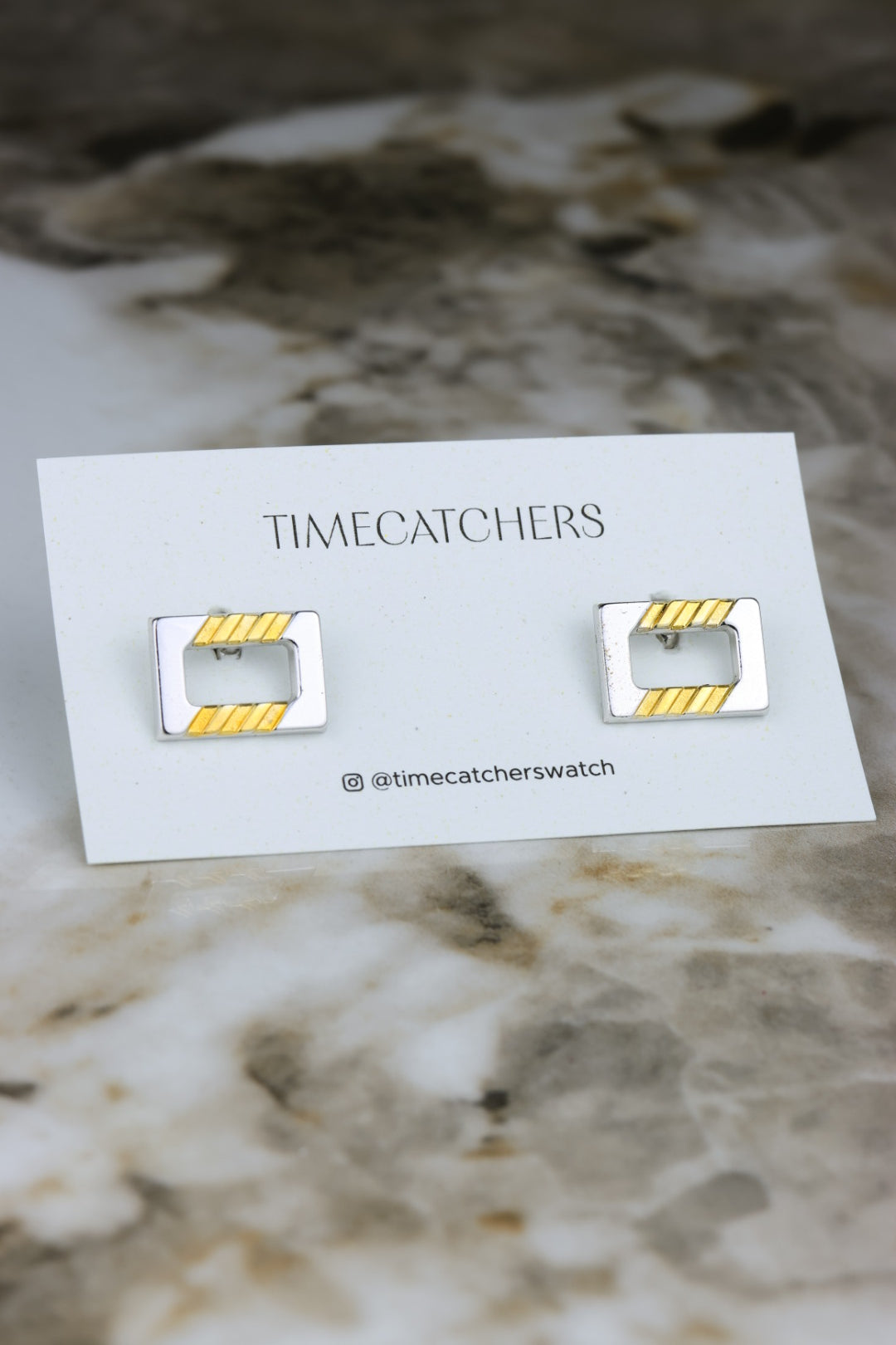 Lanvin – stalowo prostokątne spinki z pozłacanym akcentem (SP003)