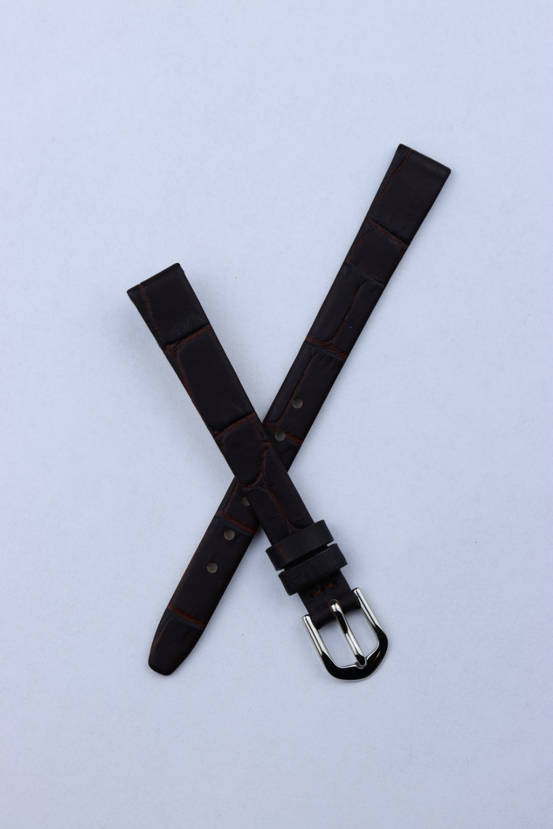 Pasek skórzany K.REDA ciemny brąz gładki krokodyl matowy (P060)