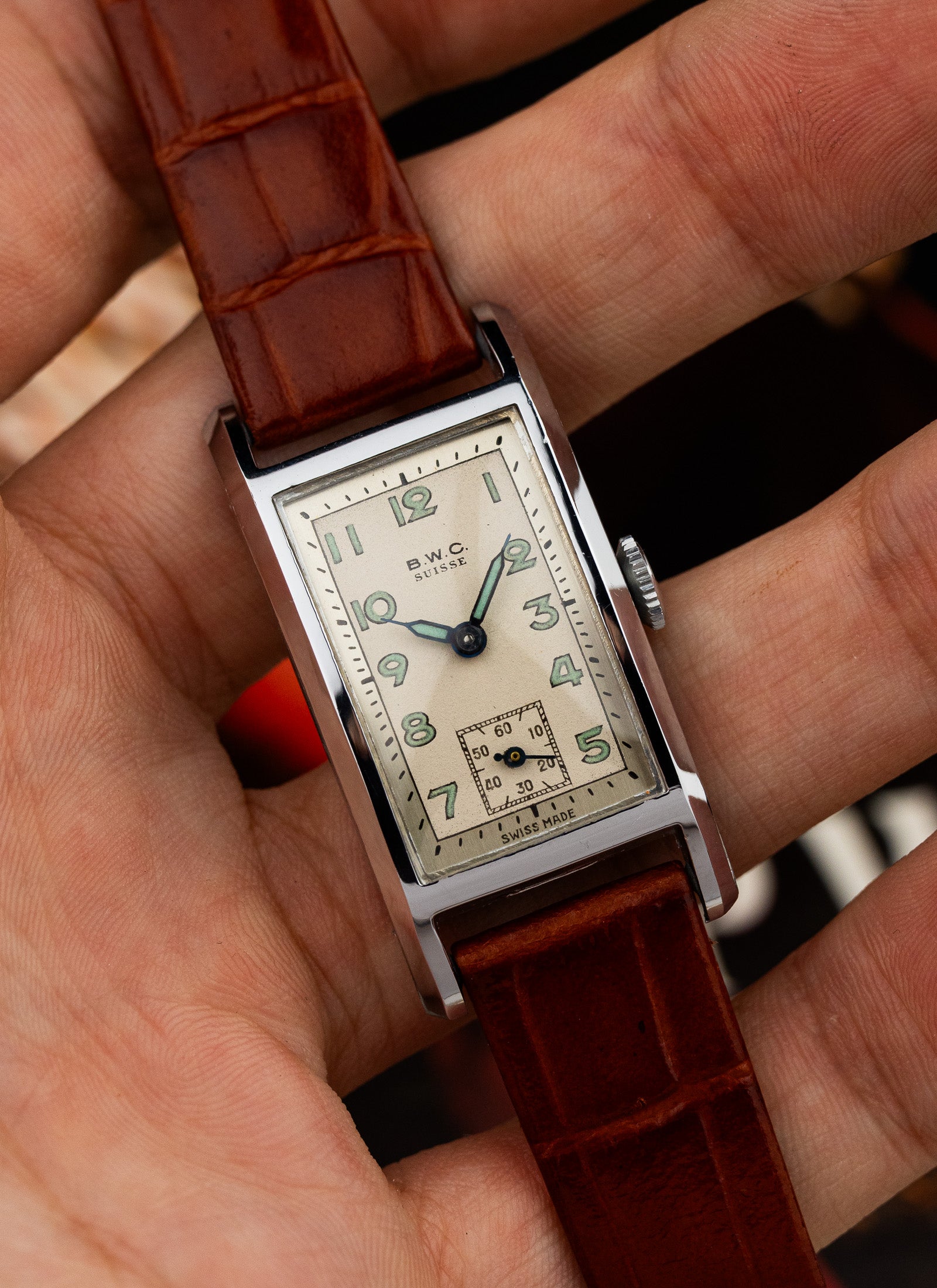1940s BWC Suisse Rectangular Case NOS Serviced