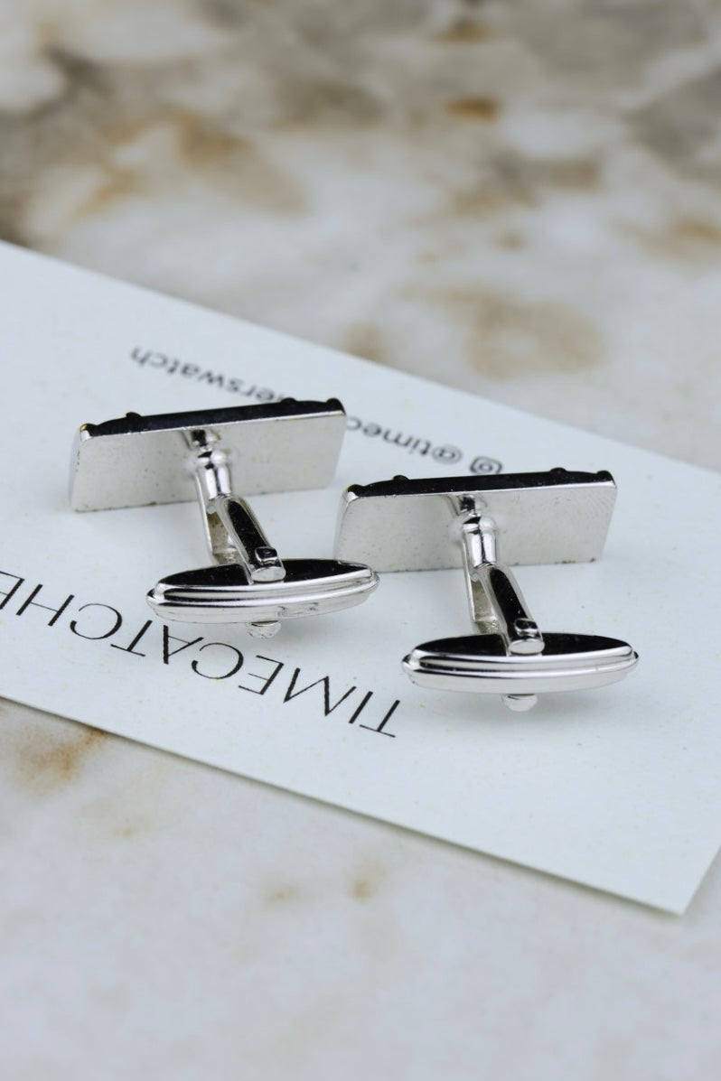 Nina Ricci – stalowe prostokątne spinki z pozłacanym akcentem (SP006)