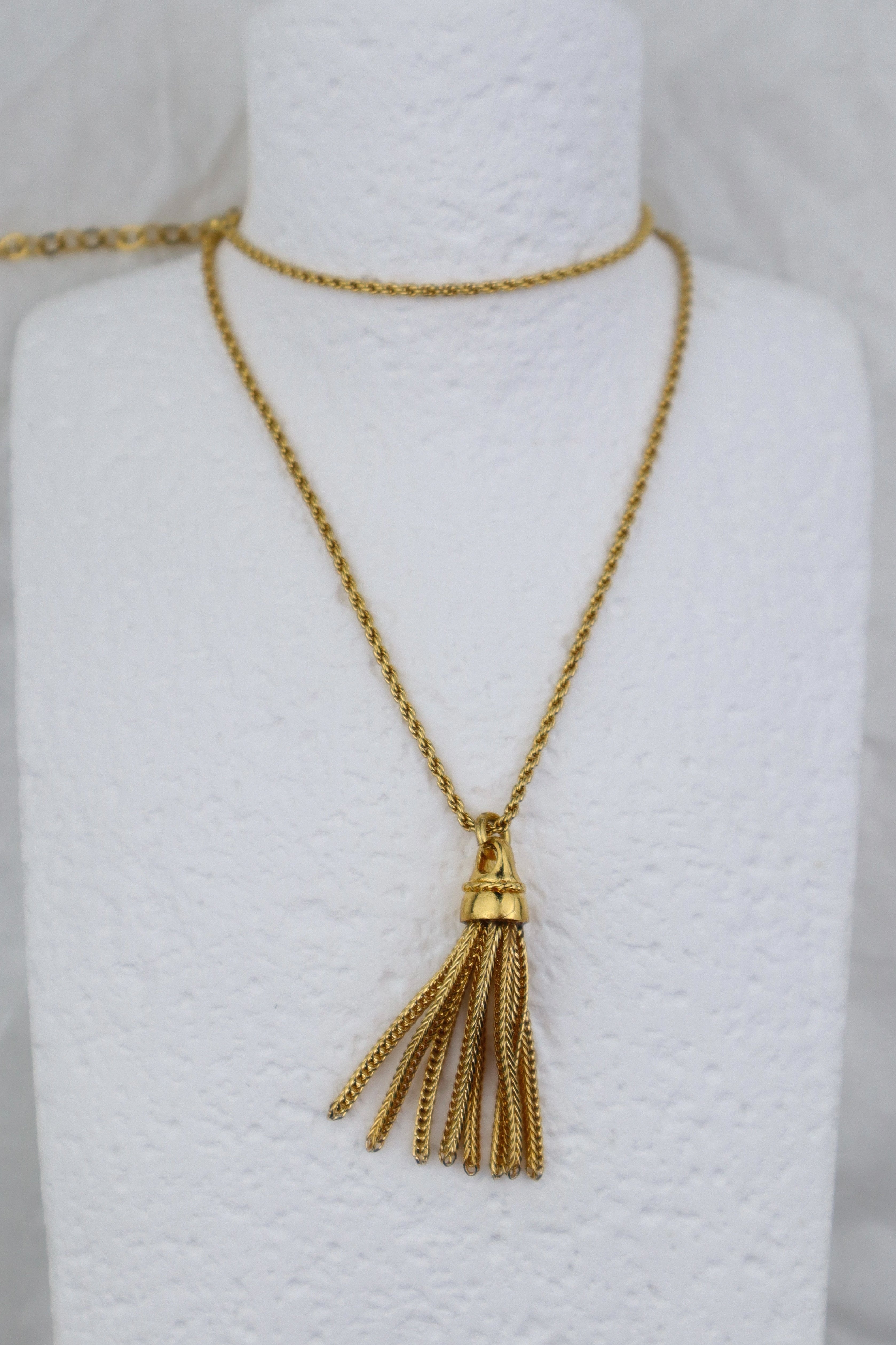 Christian Dior - pozłacany naszyjnik sznur / chwost