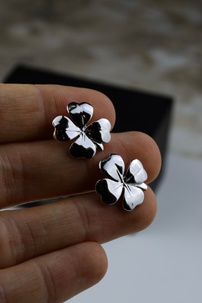 Dunhill – spinki do mankietów, stalowe z motywem koniczyny (S38)