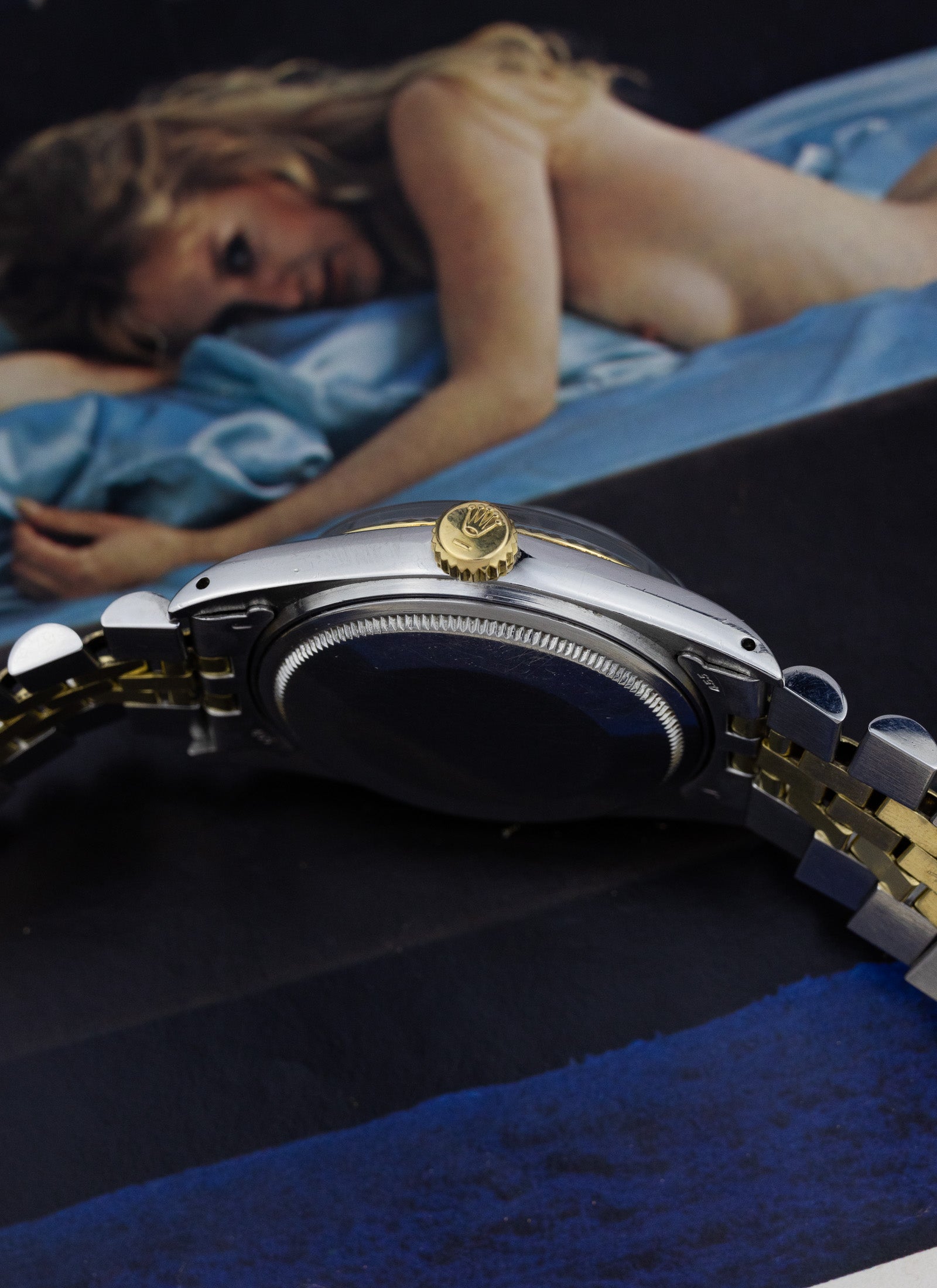 1974 Rolex Datejust Shantung Blue Dial 1601 Serviced