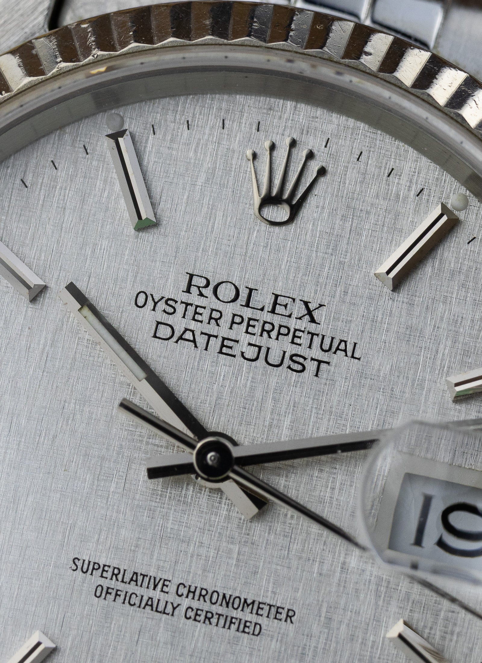 1990 Rolex Datejust Silver Linen Dial 16234 Full Set