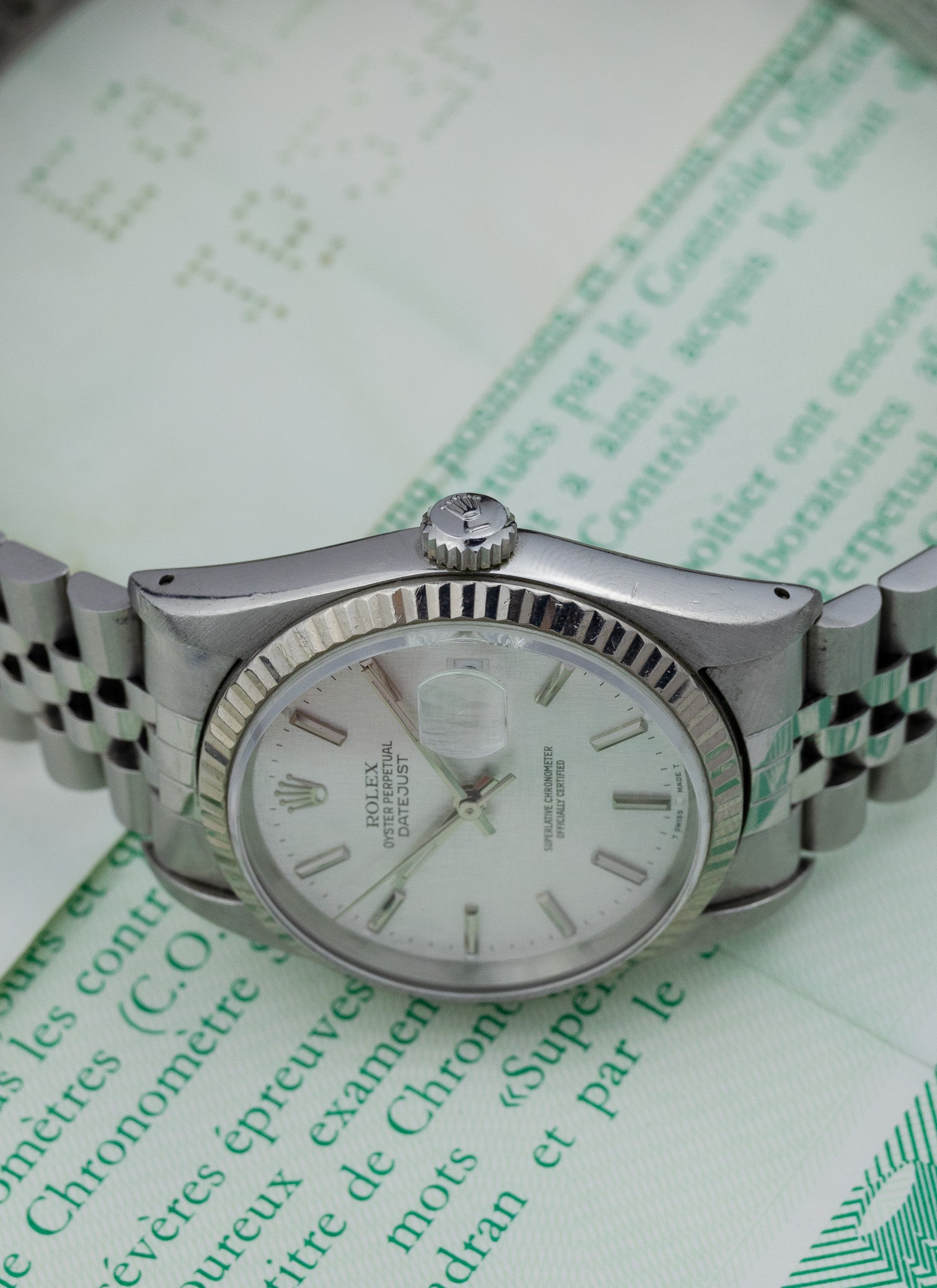 1990 Rolex Datejust Silver Linen Dial 16234 Full Set
