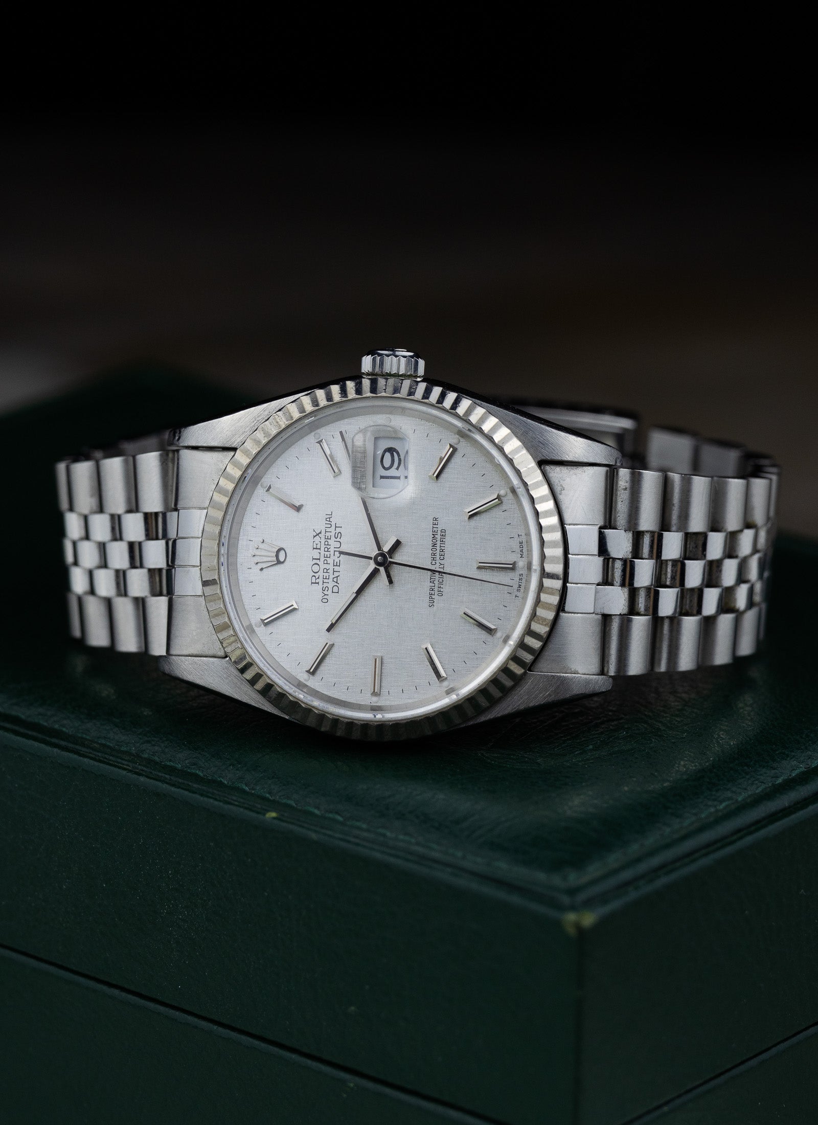 1990 Rolex Datejust Silver Linen Dial 16234 Full Set