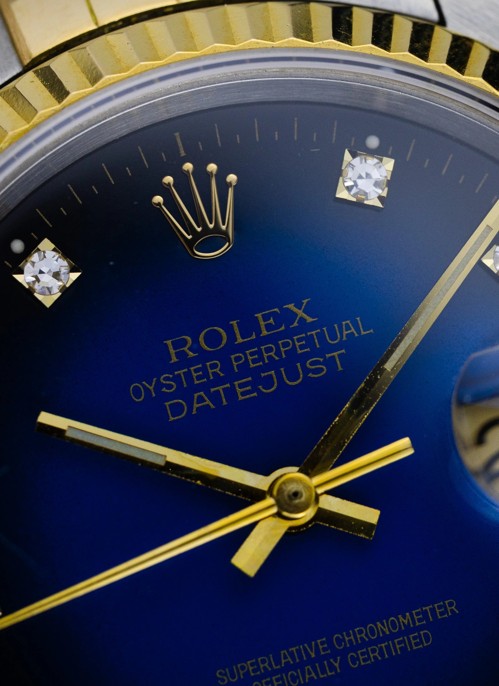 1989 Rolex Datejust 16233 Blue Vignette Diamond Dial Full Set