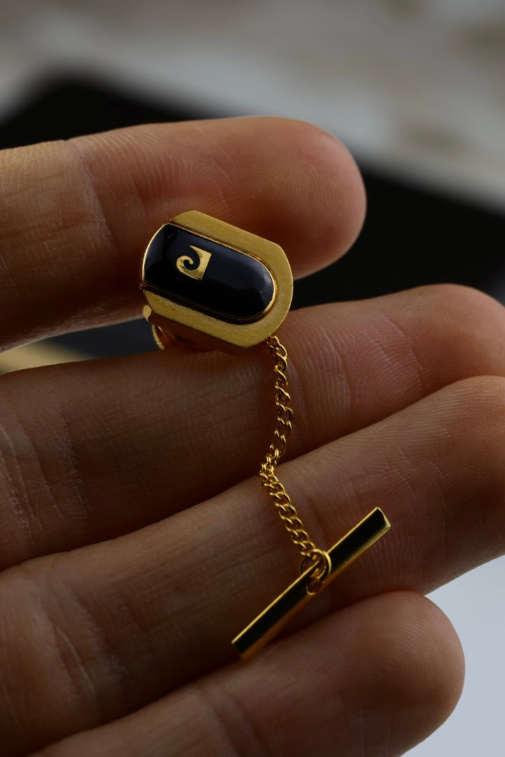 Pierre Cardin – spinki do mankietów złoto-czarne (S43)