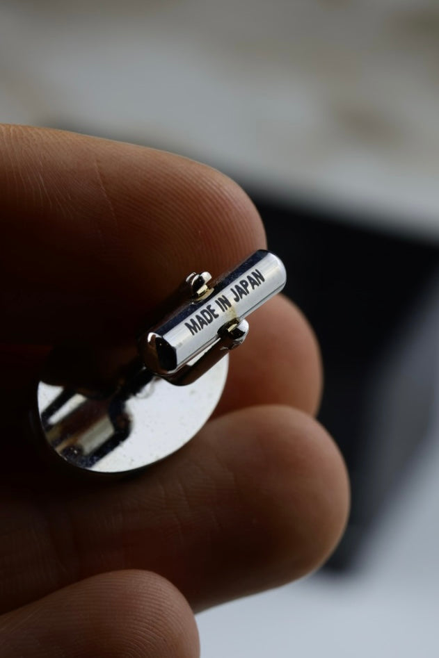 Savile Row – stalowe spinki do mankietów z czarnym i brązowym akcentem (S50)