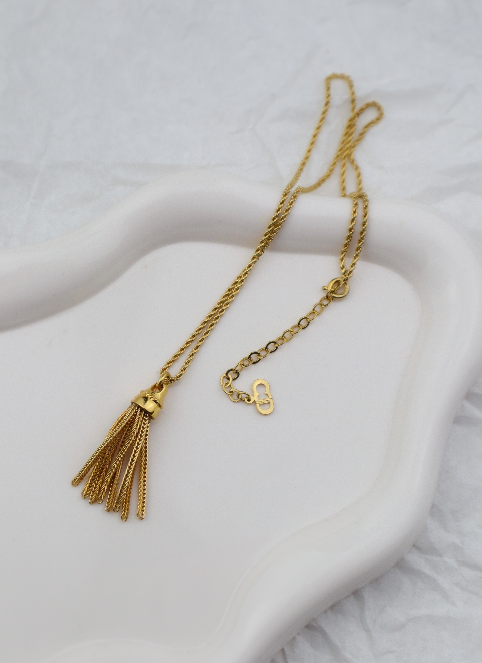 Christian Dior - pozłacany naszyjnik sznur / chwost