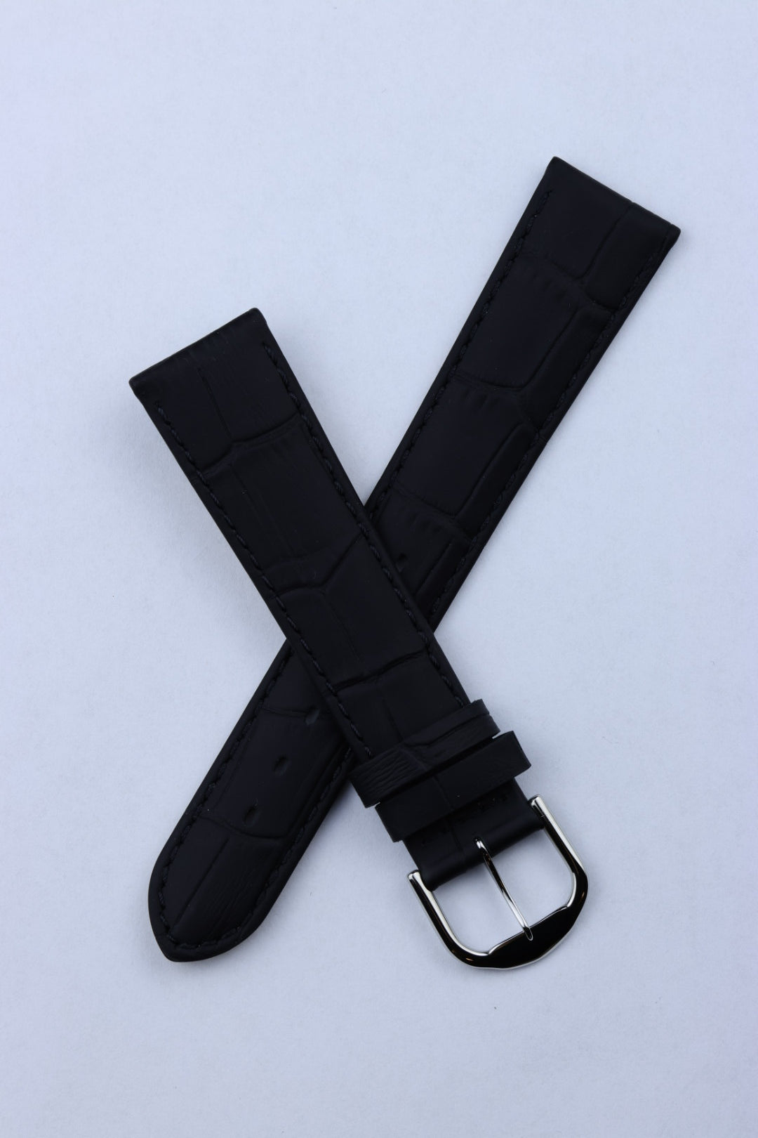 Pasek skórzany K.REDA 19mm czarny mat krokodyl (PA005)