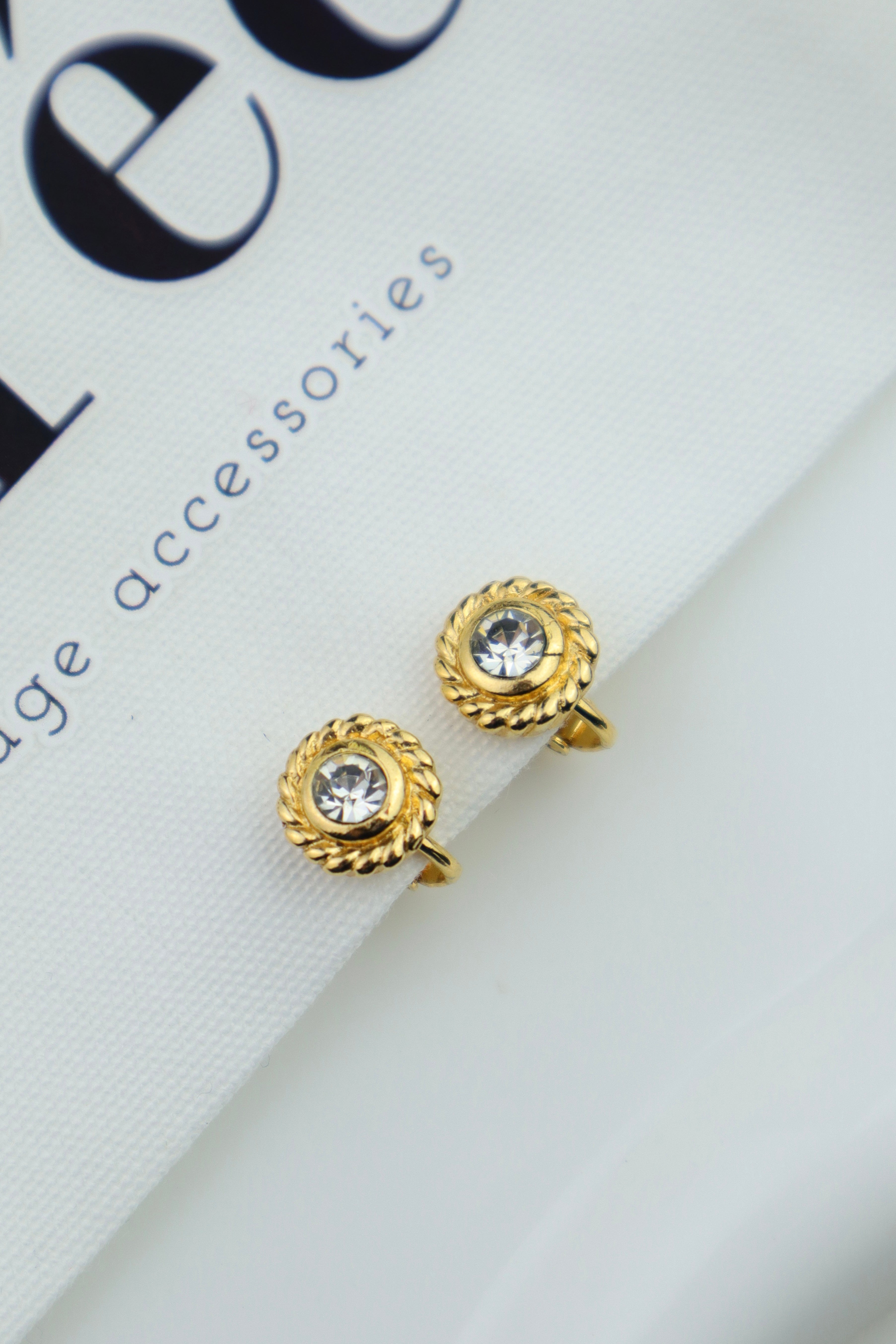 Christian Dior - klipsy vintage z kryształkiem