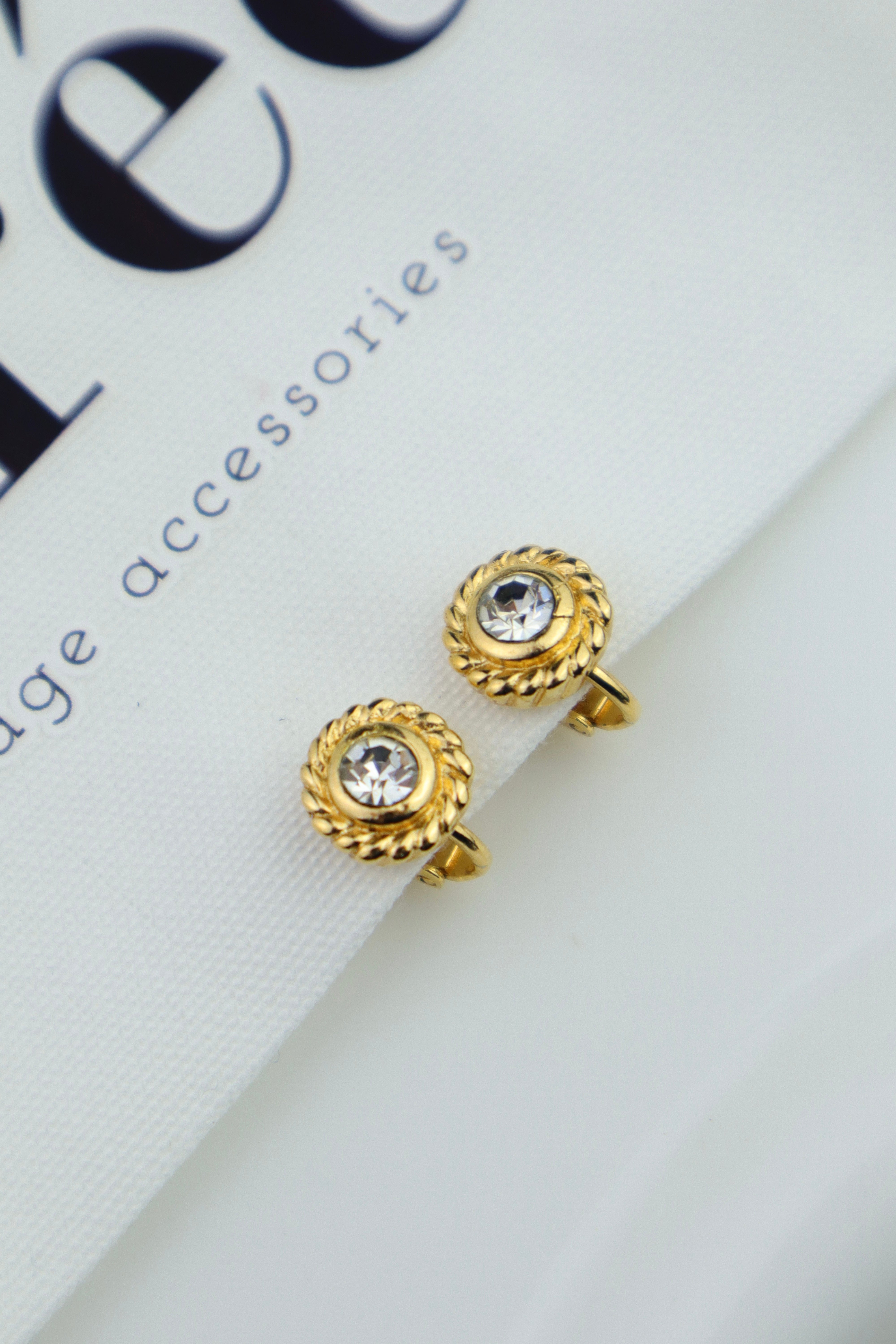 Christian Dior - klipsy vintage z kryształkiem