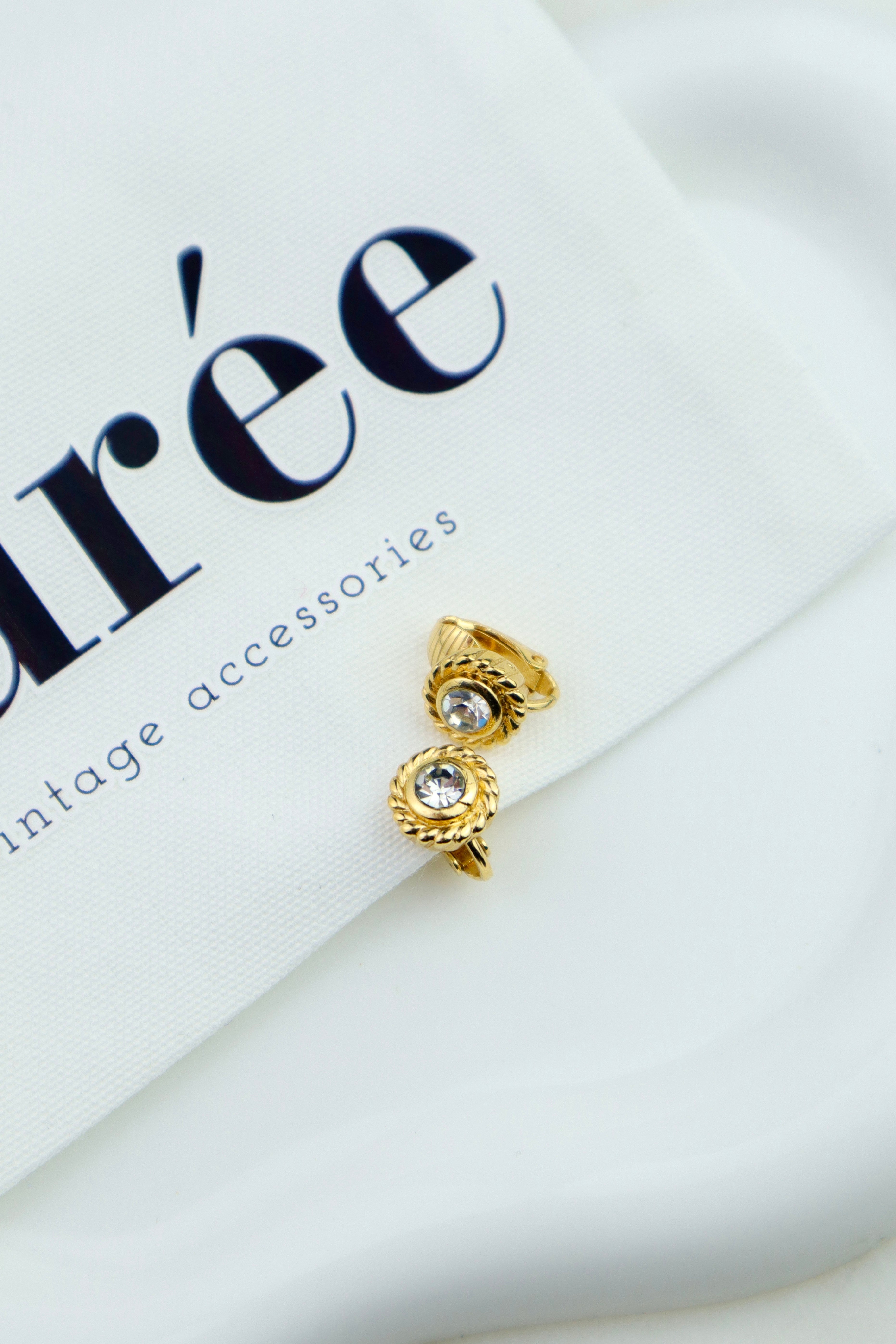 Christian Dior - klipsy vintage z kryształkiem