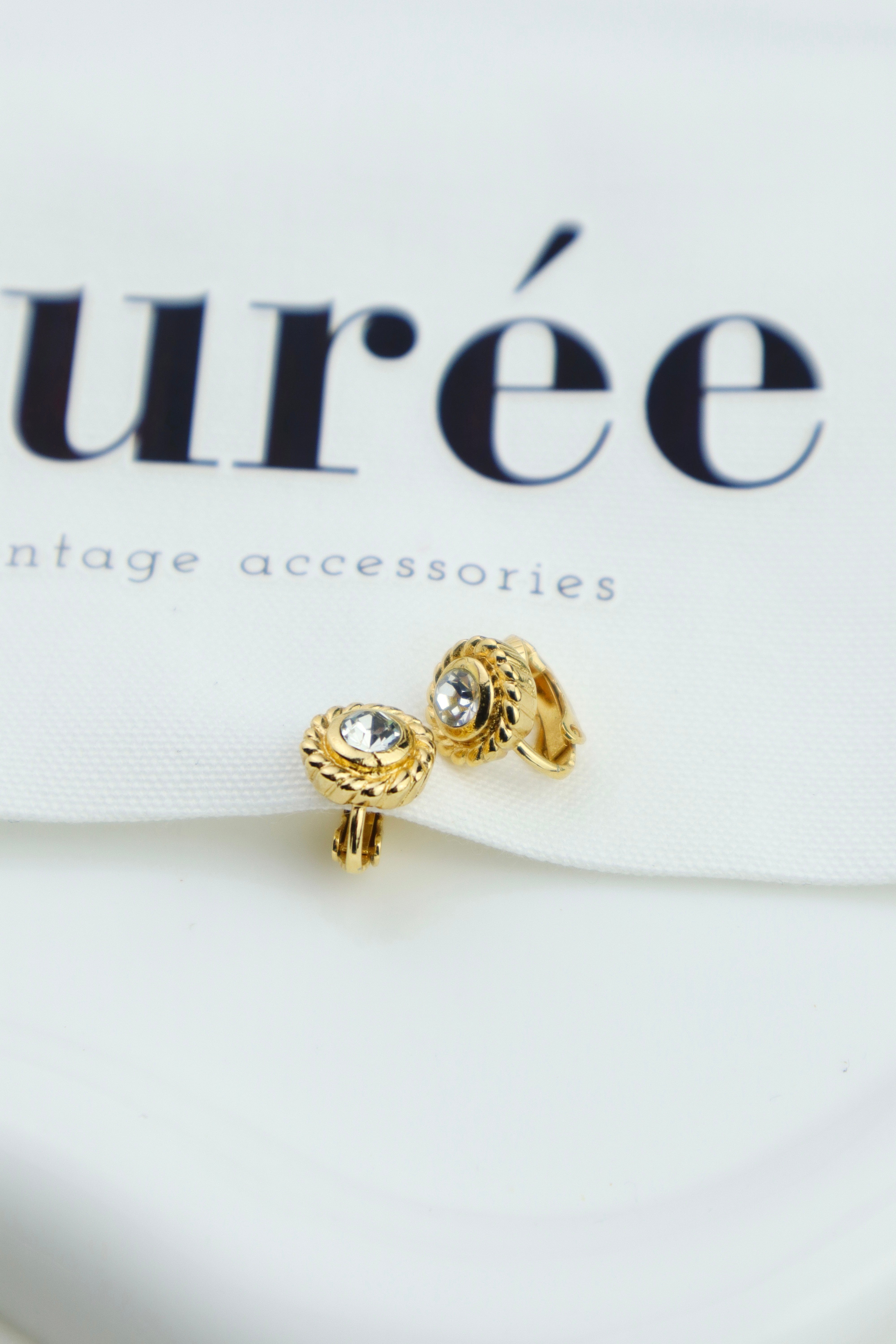 Christian Dior - klipsy vintage z kryształkiem