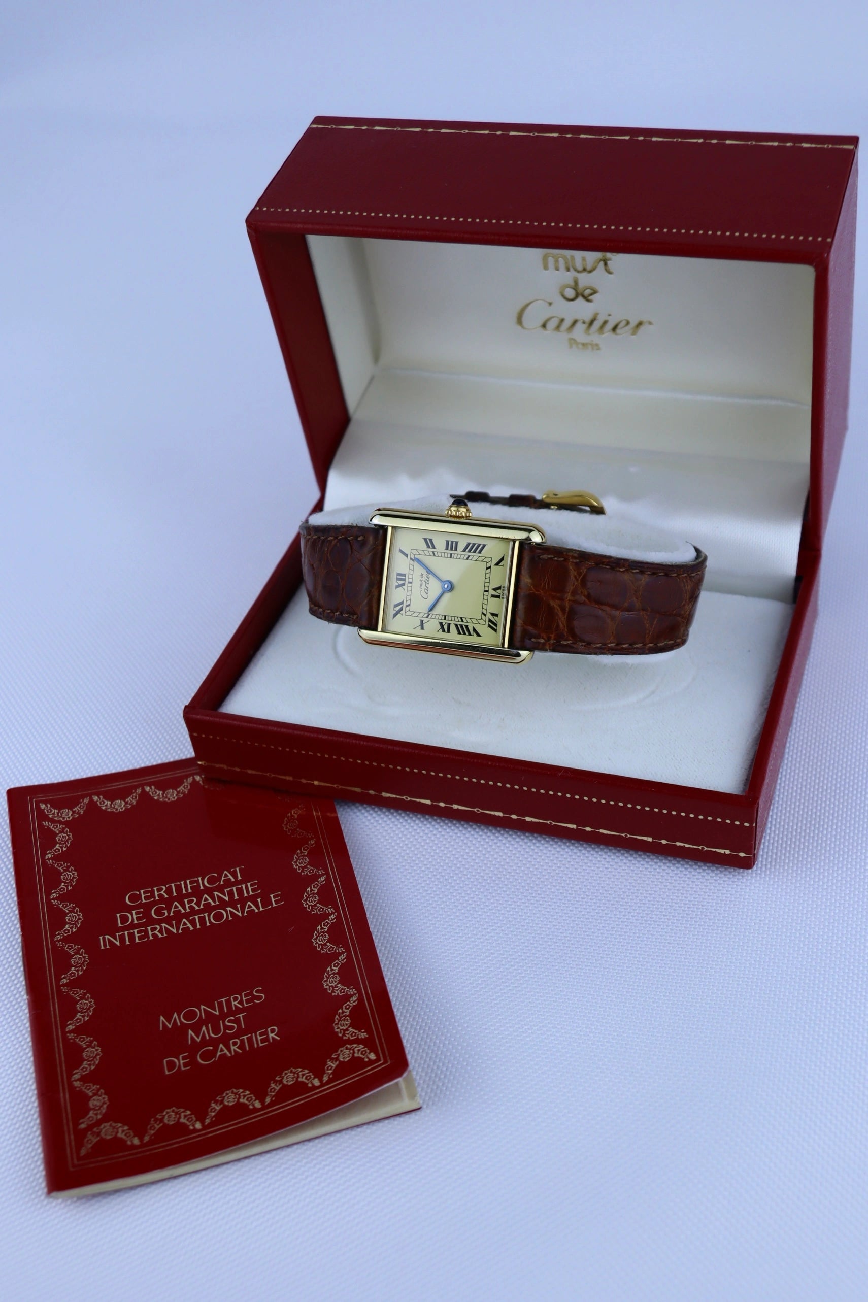 1989 Must de Cartier Tank Vermeil 59005 Full Set