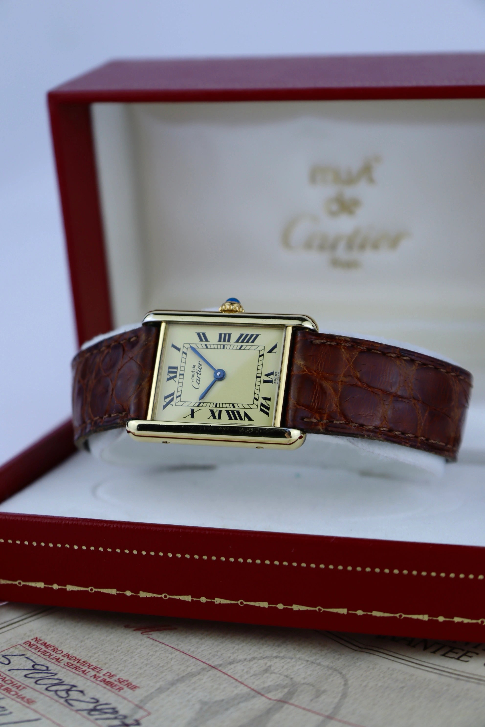 1989 Must de Cartier Tank Vermeil 59005 Full Set