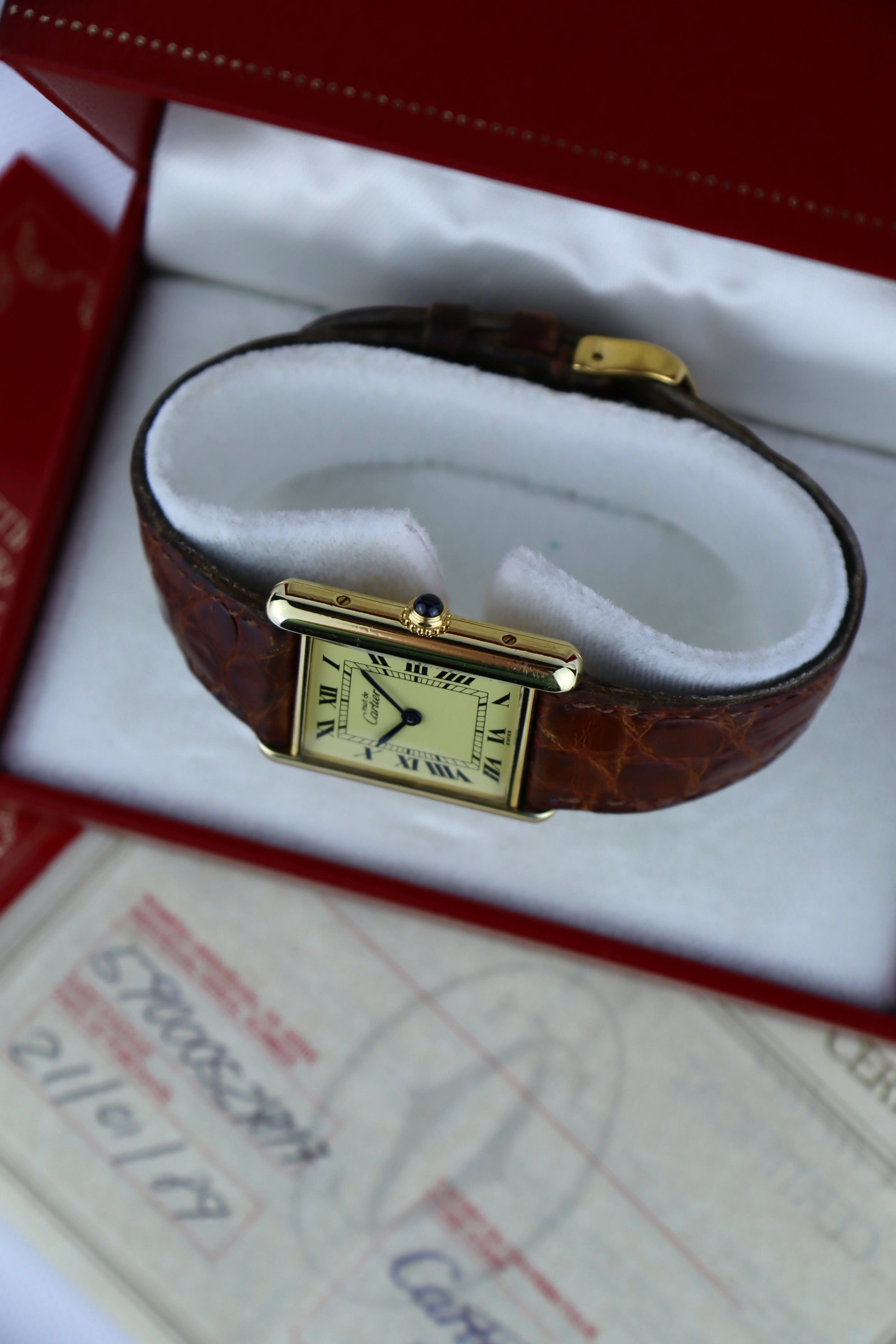 1989 Must de Cartier Tank Vermeil 59005 Full Set