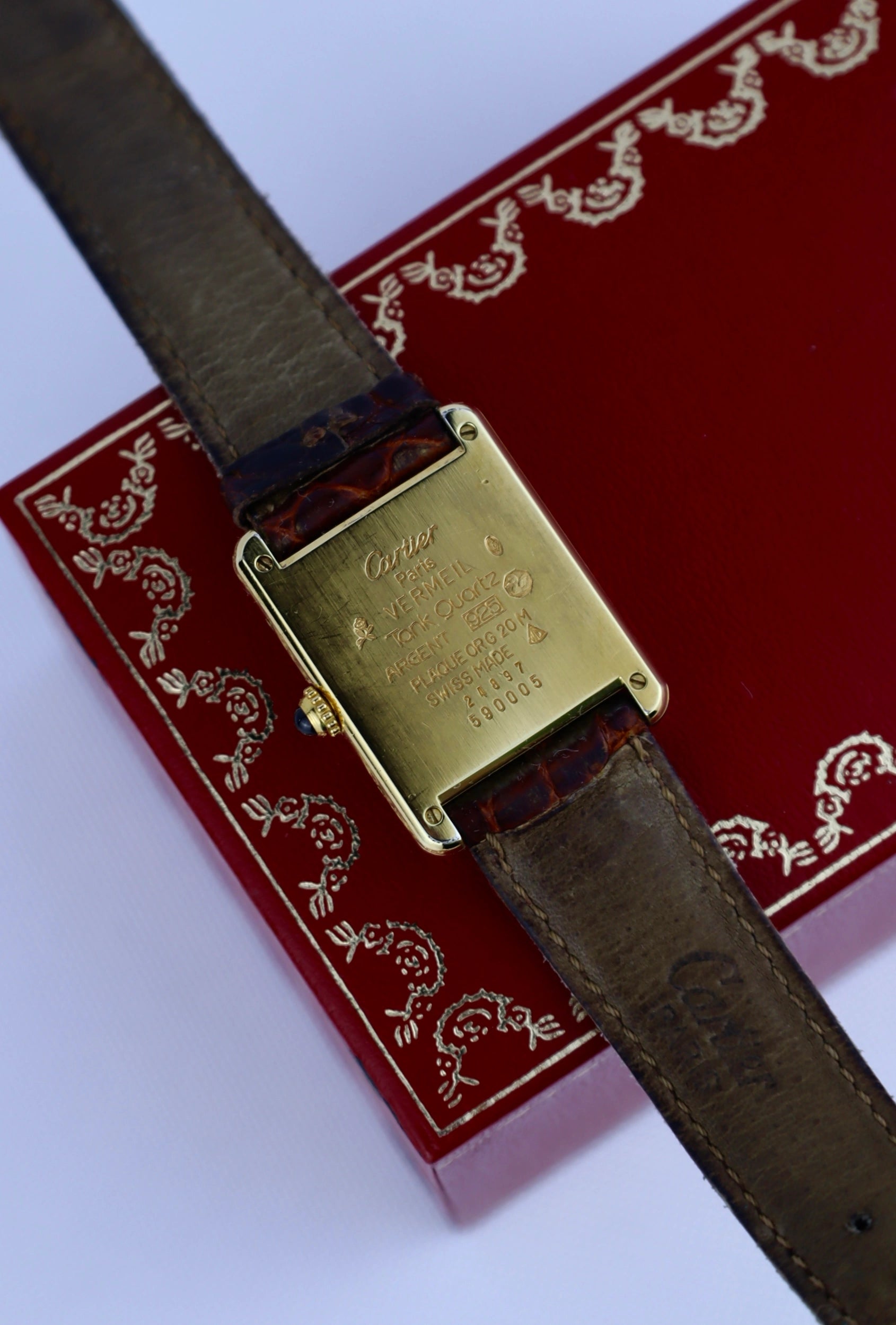 1989 Must de Cartier Tank Vermeil 59005 Full Set