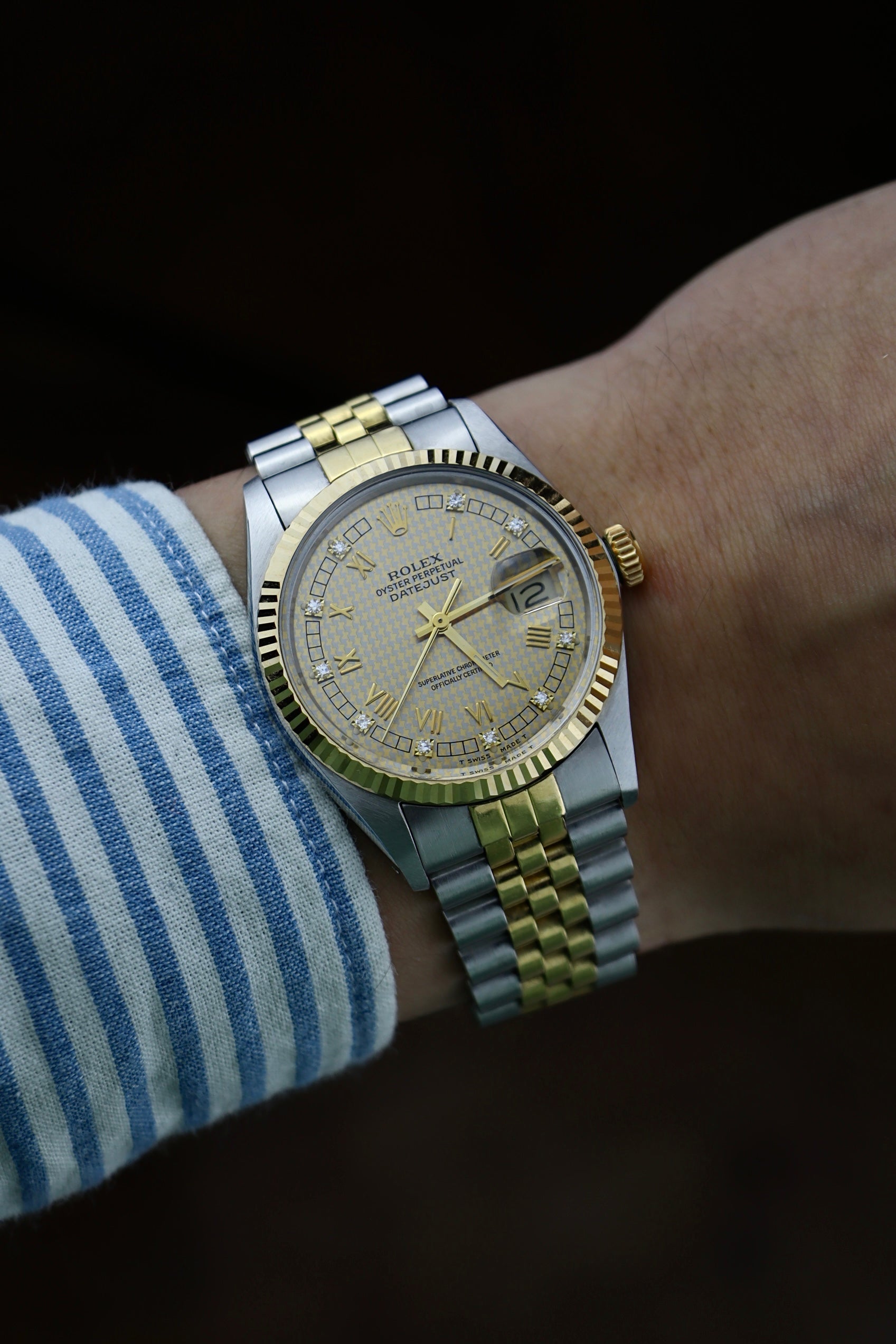 1985 Rolex Datejust 16013 Houndstooth Dial Box + Papers
